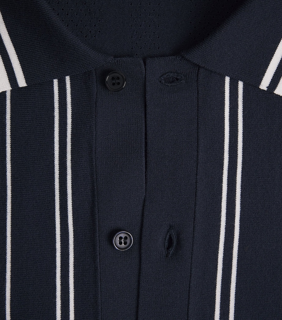 J Lindeberg Mens Stripe Rue Short-Sleeve Shirt Jl Navy Image 6
