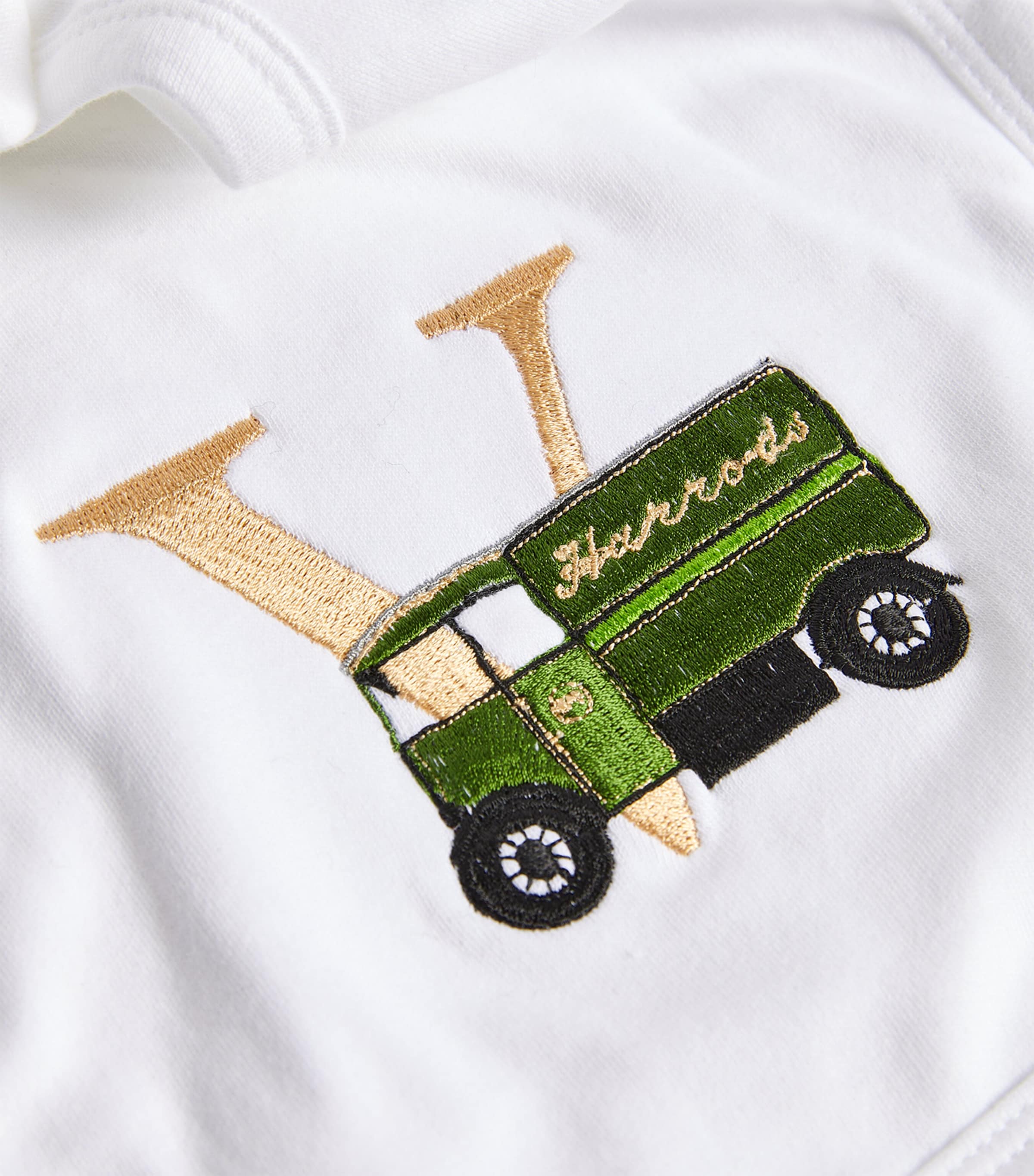 Cotton 'V' Monogram Bib WHITE Image 2