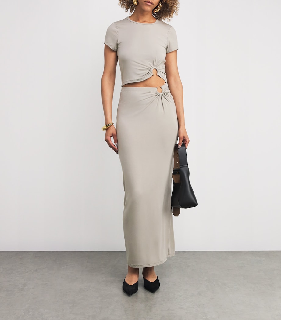 Stretch-Jersey Cut-Out Maxi Skirt 006MUSHROOM Image 2