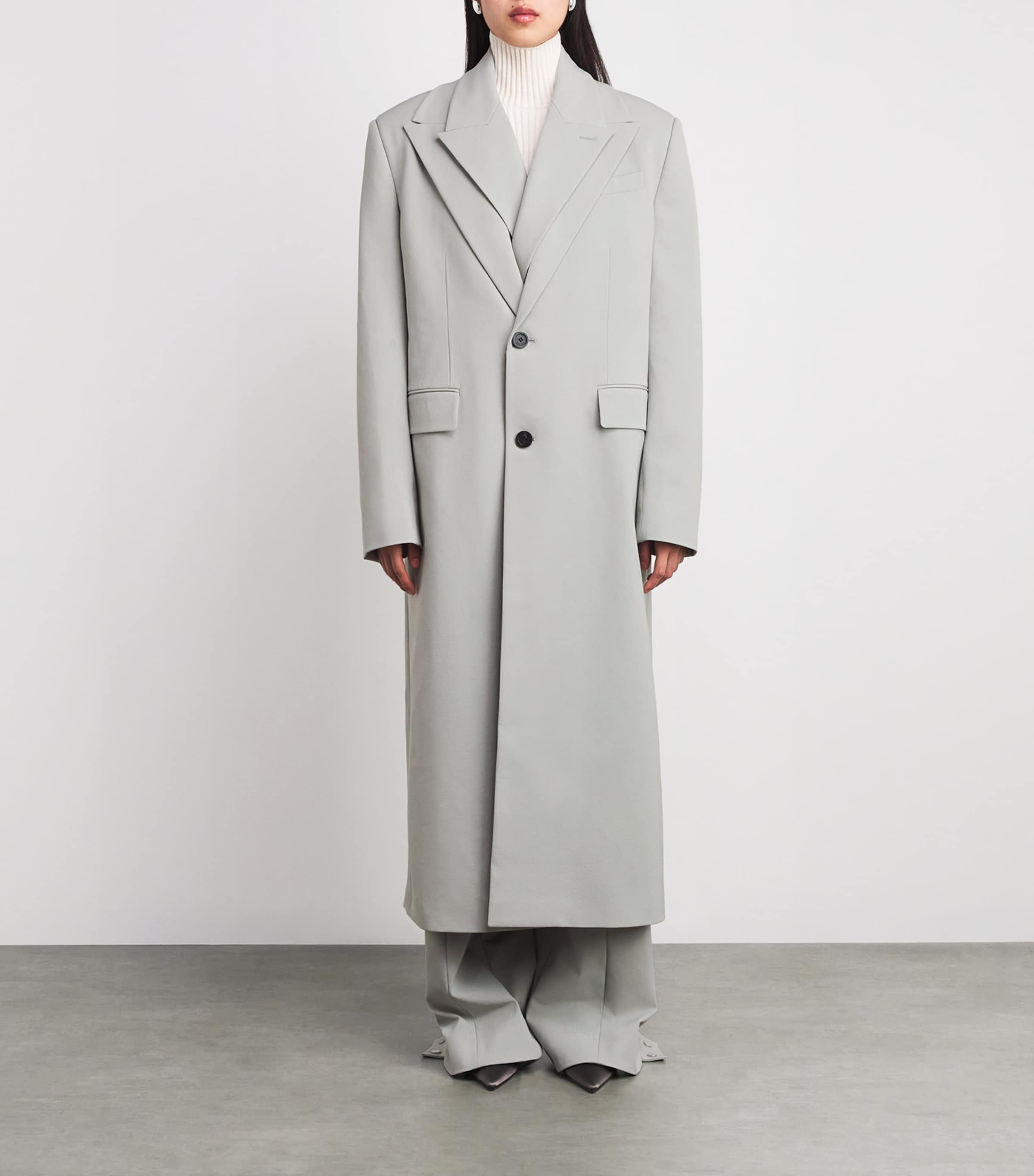 Double-Layer Longline Coat 02-GREY Image 3