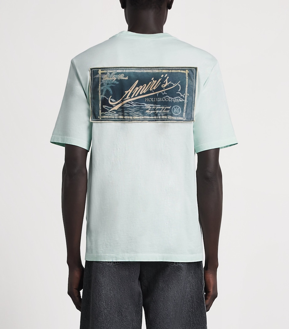AMIRI Mens Cotton Quality Goods Patch T-Shirt Powder Teal Image 5