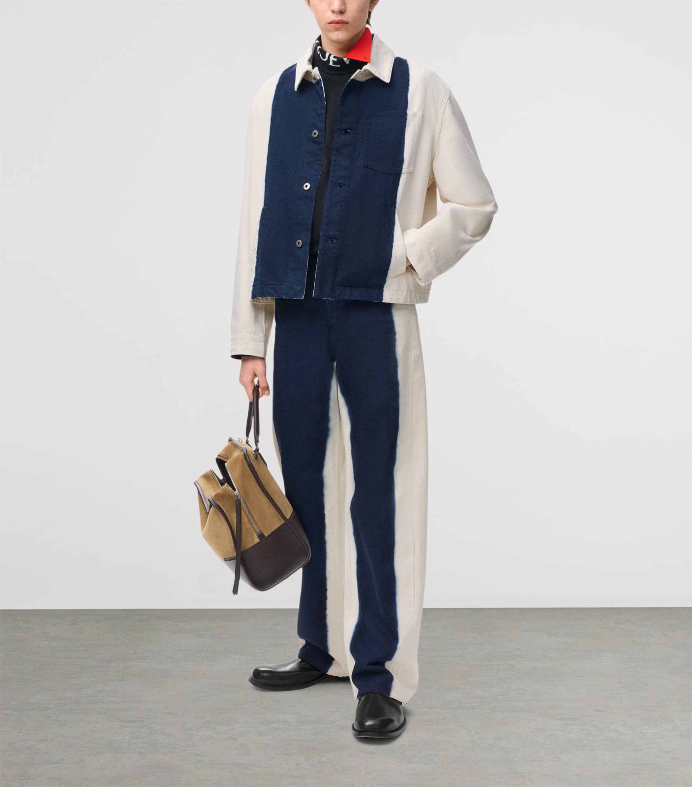LOEWE Mens Trompe-l'Oeil Straight Jeans Off White/blue Image 2
