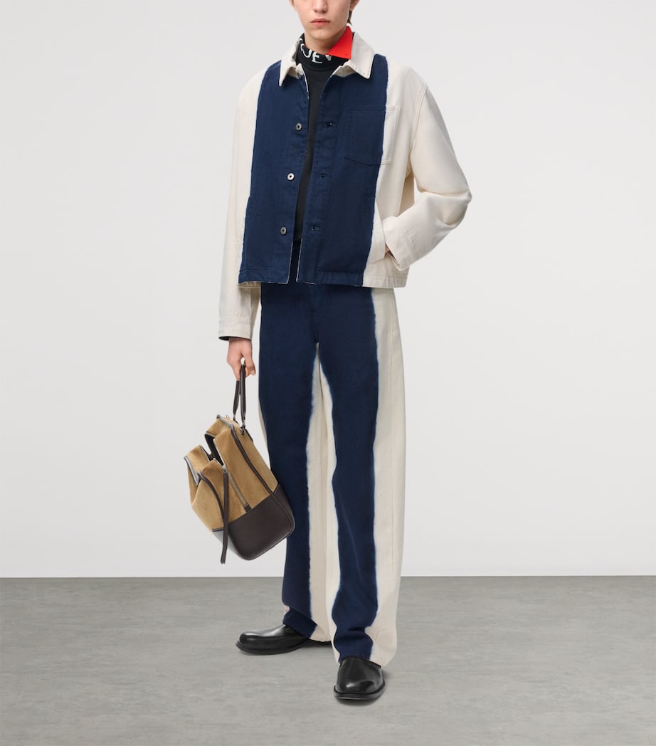 LOEWE Mens Trompe-l'Oeil Straight Jeans Off White/blue Image 2