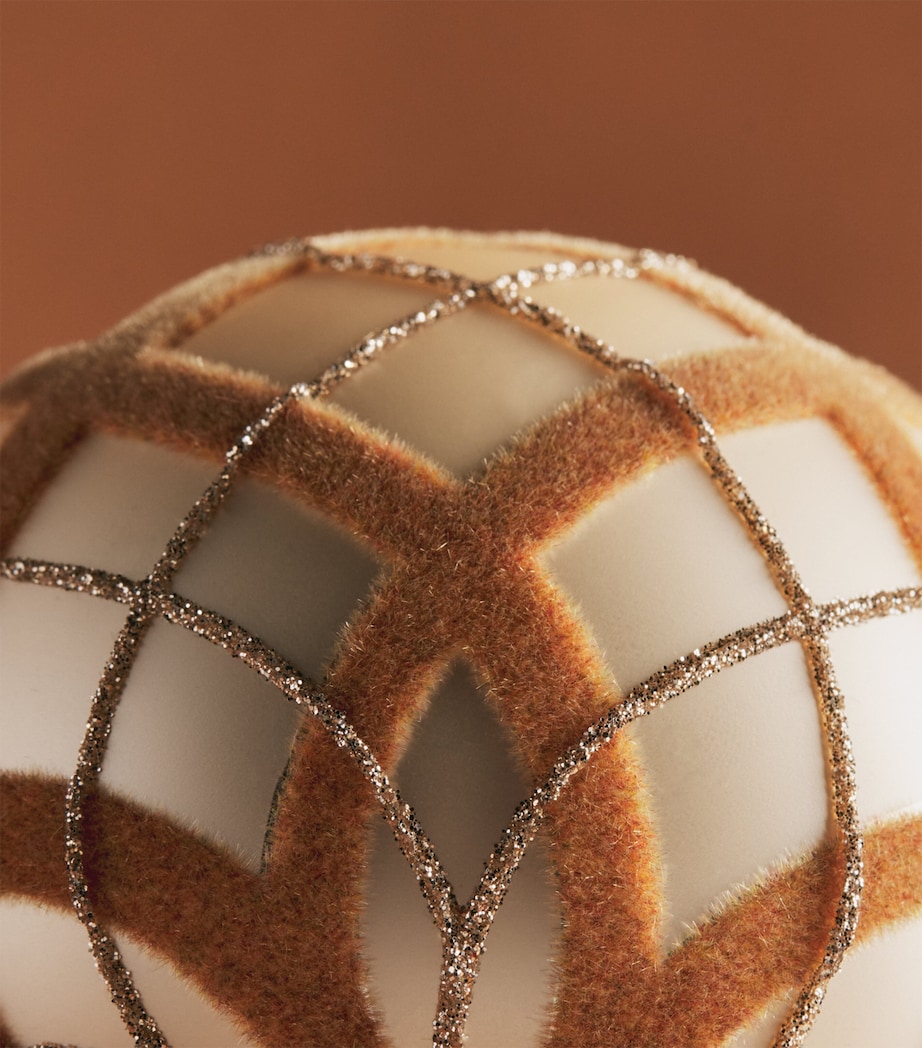 Harrods Glitter Tartan Bauble Champagne Matt Image 2