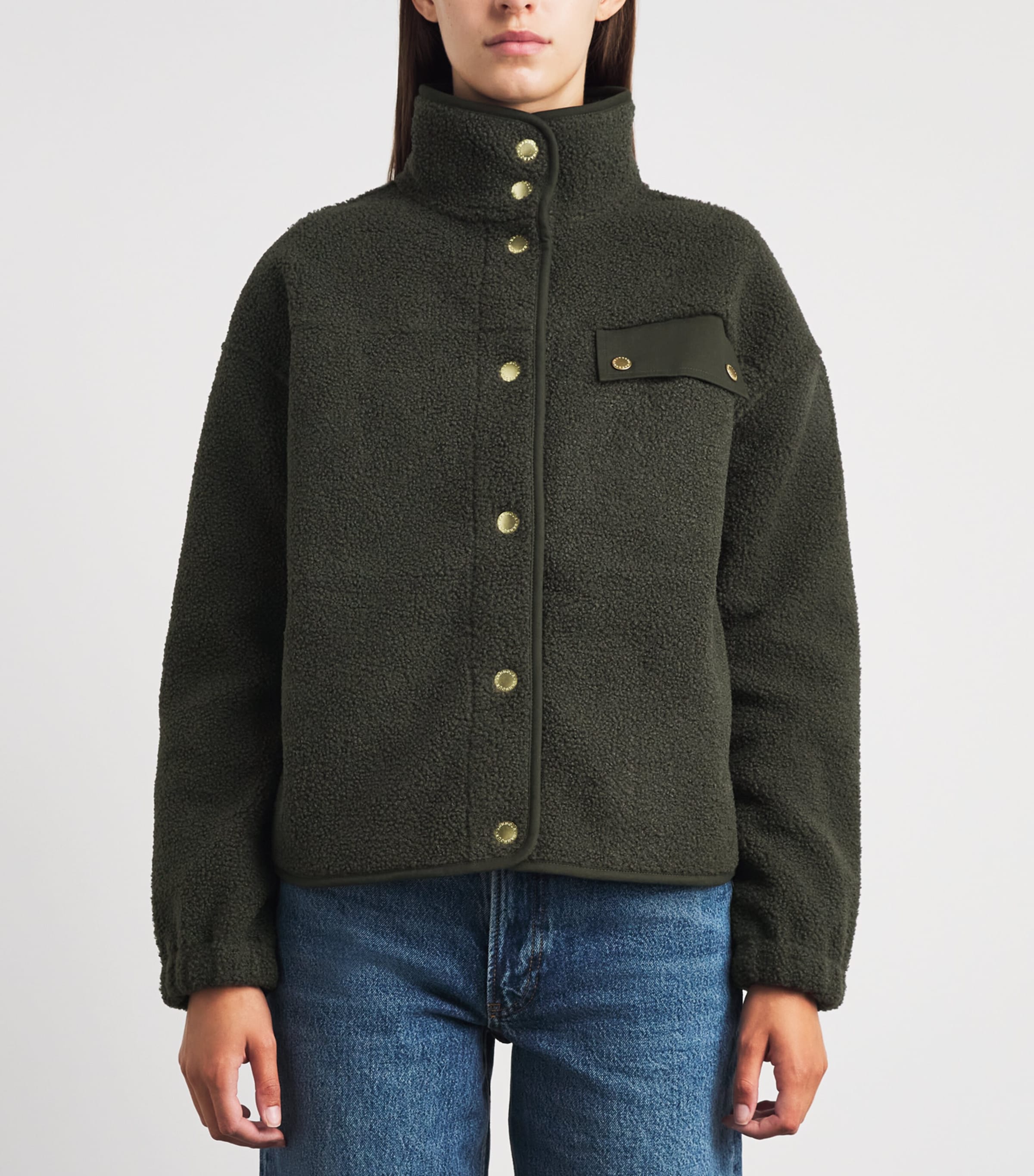 Barbour Womens Fleece Mabel Bomber Jacket Olive Image 4