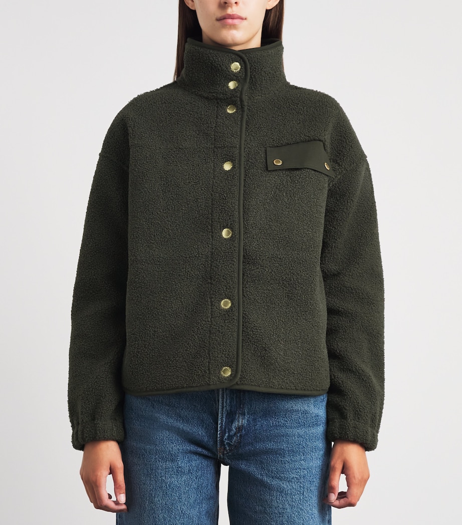 Barbour Womens Fleece Mabel Bomber Jacket Olive Image 4