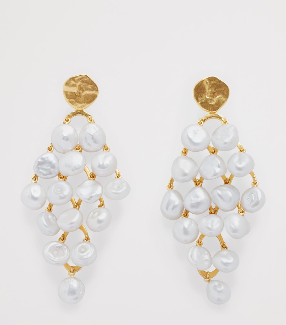 Gold Vermeil and Pearl Capri Cocktail Earrings 18K GOLD VERMEIL Image 2