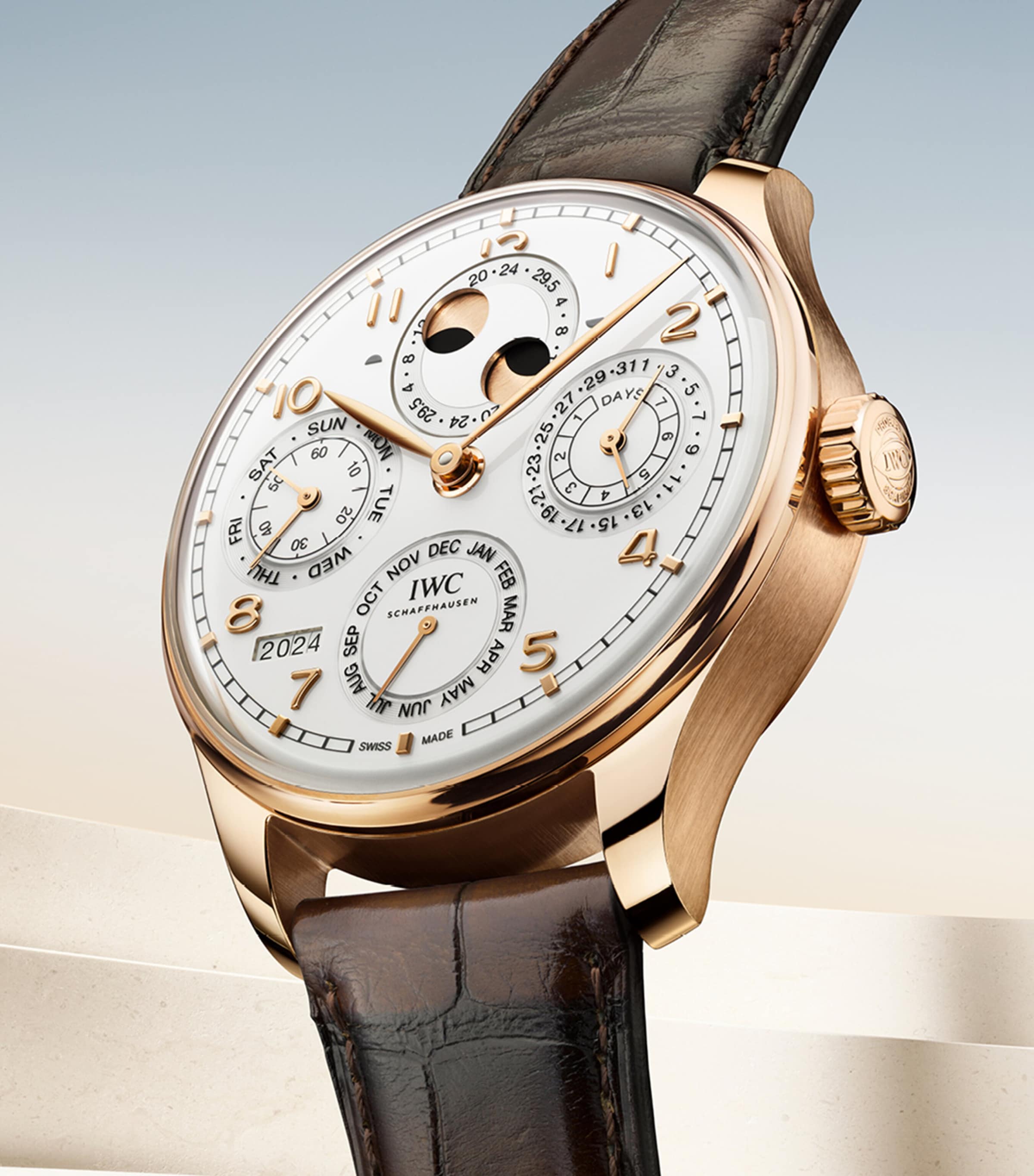 Rose Gold Portugieser Perpetual Calendar Watch 44mm SILVER Image 6