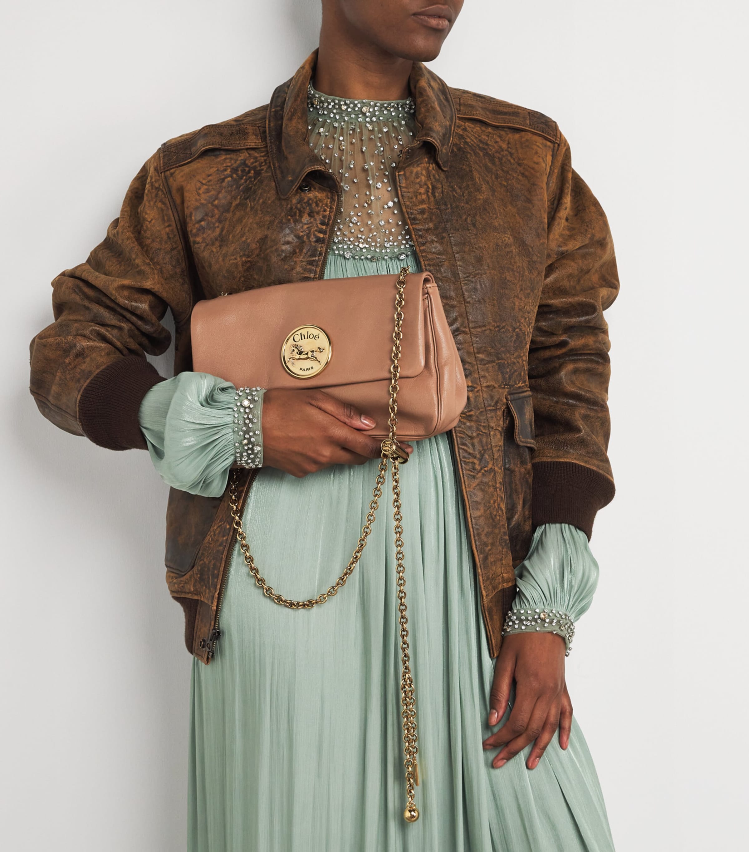 Medium Leather Heritage Shoulder Bag  WOODROSE Image 5