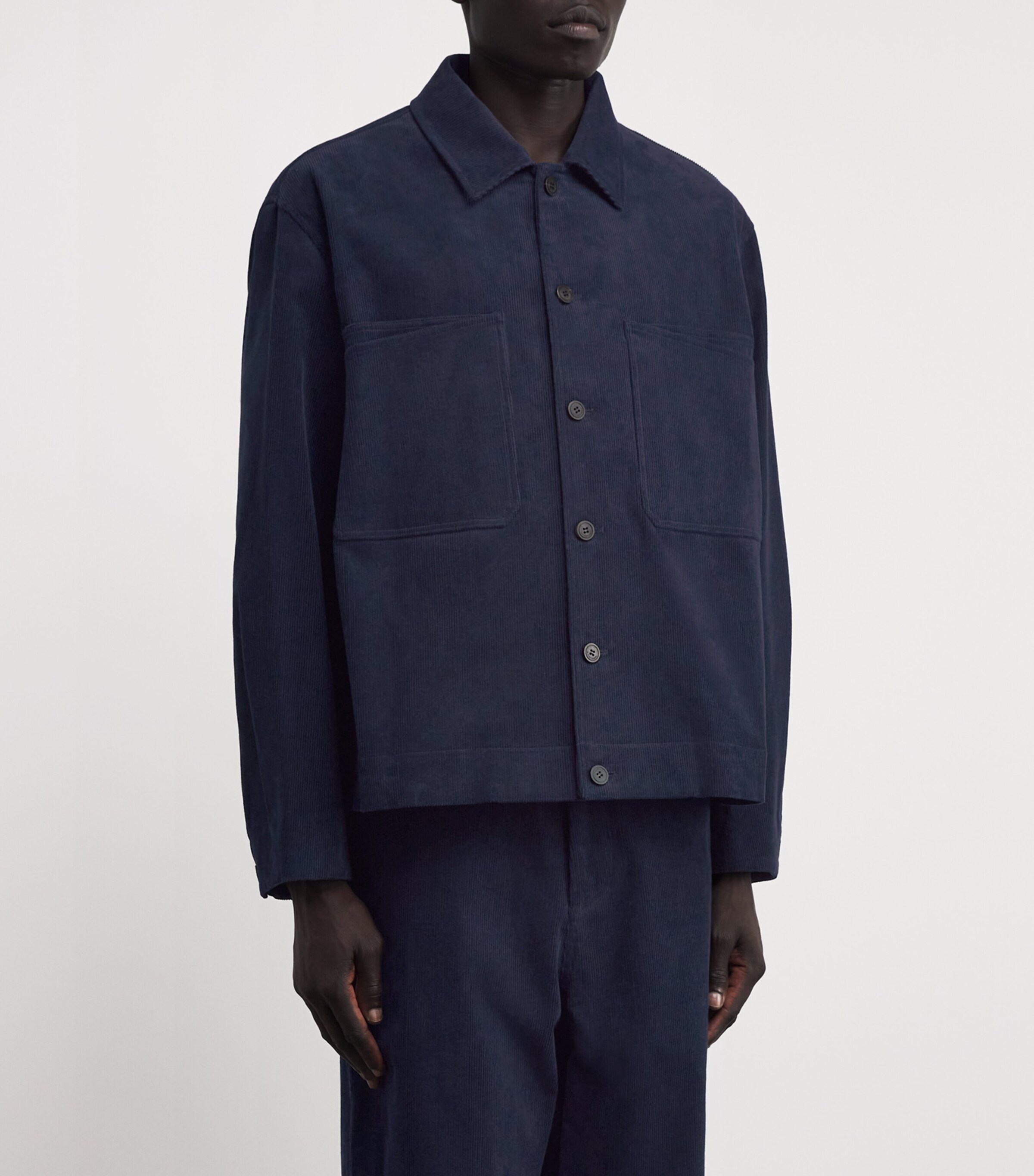 Le 17 Septembre Mens Cotton Corduroy Shirt Navy Image 3