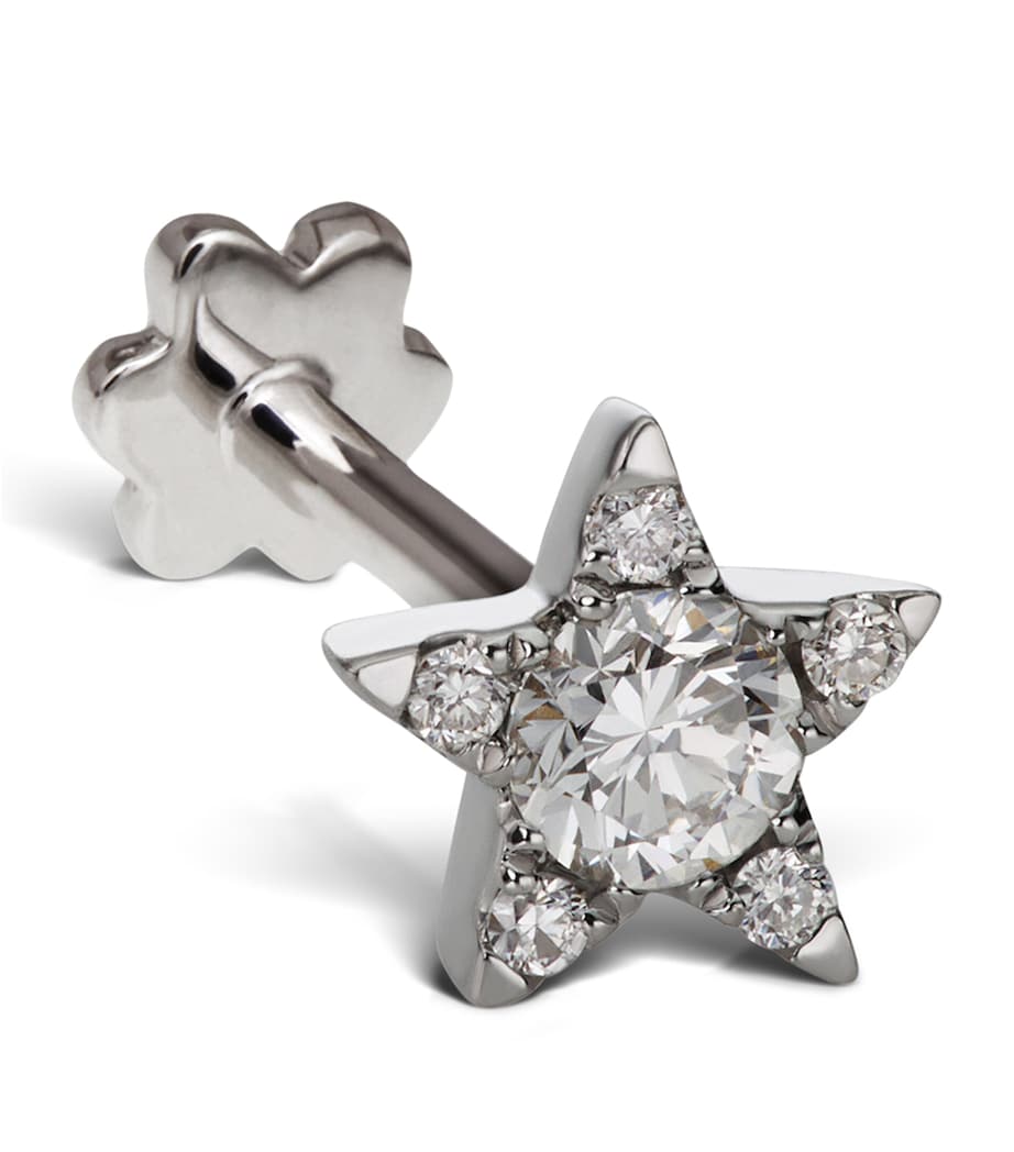 White Gold Diamond Star Threaded Stud Earring (5.5mm) WHITE GOLD Image 5