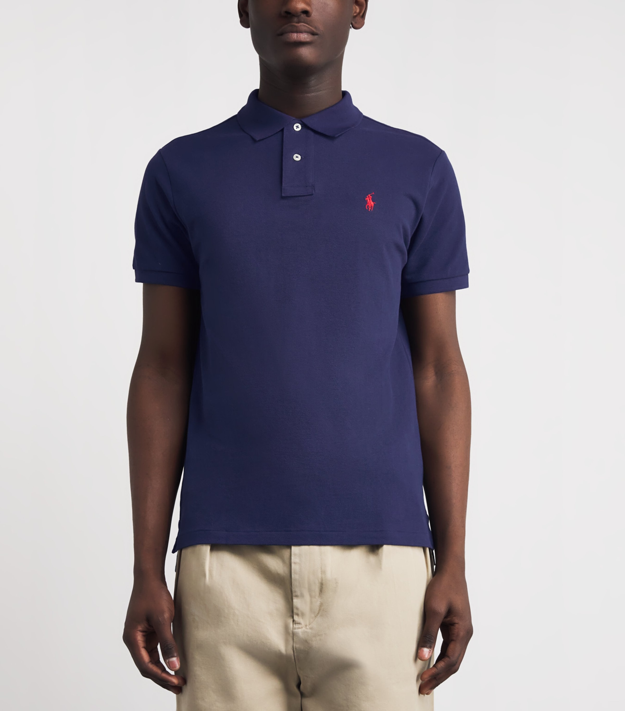 Polo Ralph Lauren Mens Cotton Mesh Custom-Fit Polo Shirt Newport Navy Image 4