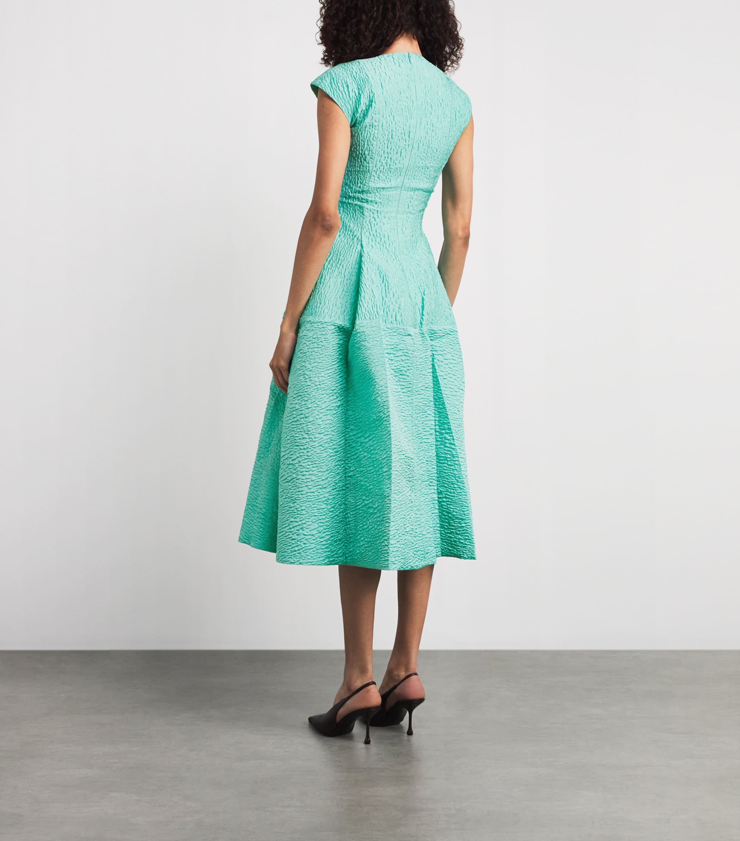 Roksanda Womens V-Neck Kova Midi Dress Aquamarine Image 4