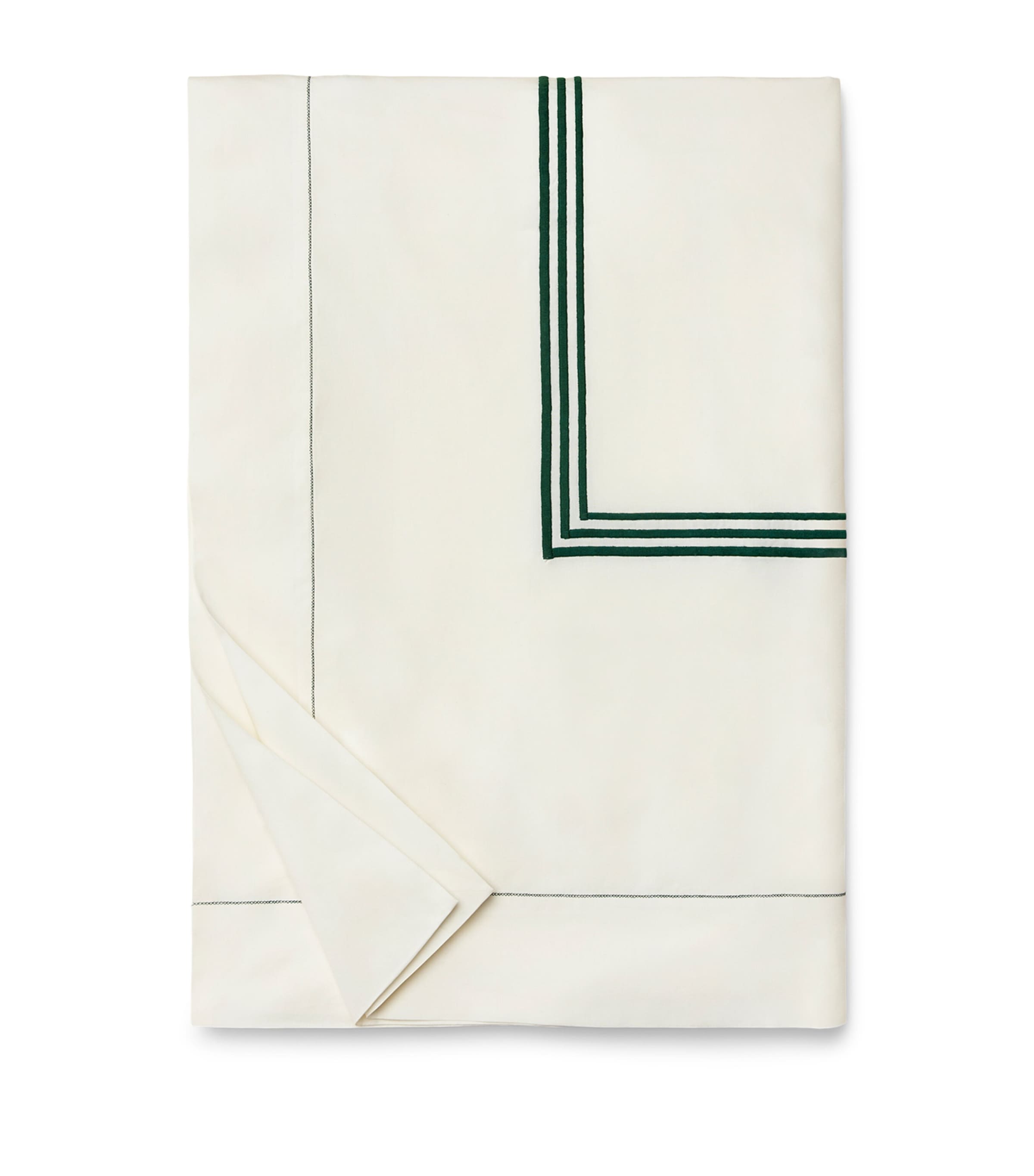 Pratesi Tre Righe King Duvet Cover (230cm x 220cm) Ivory/emerald Image 1