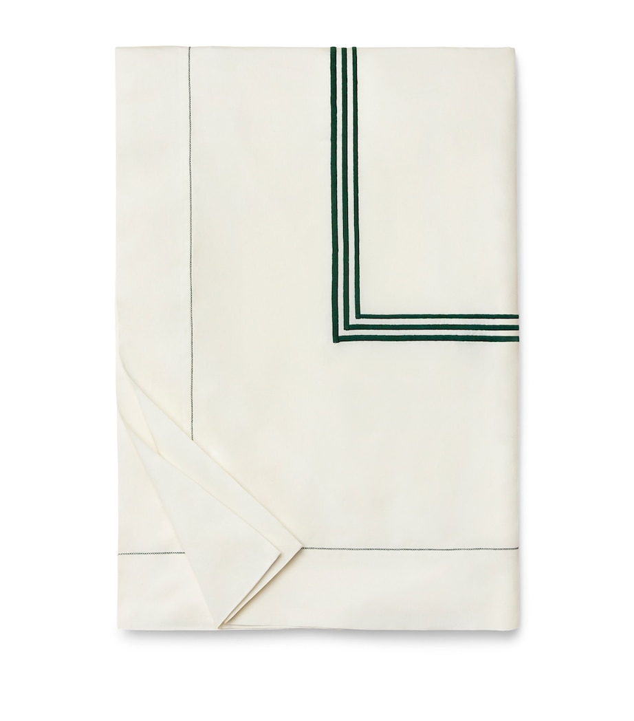 Pratesi Tre Righe King Duvet Cover (230cm x 220cm) Ivory/emerald Image 1