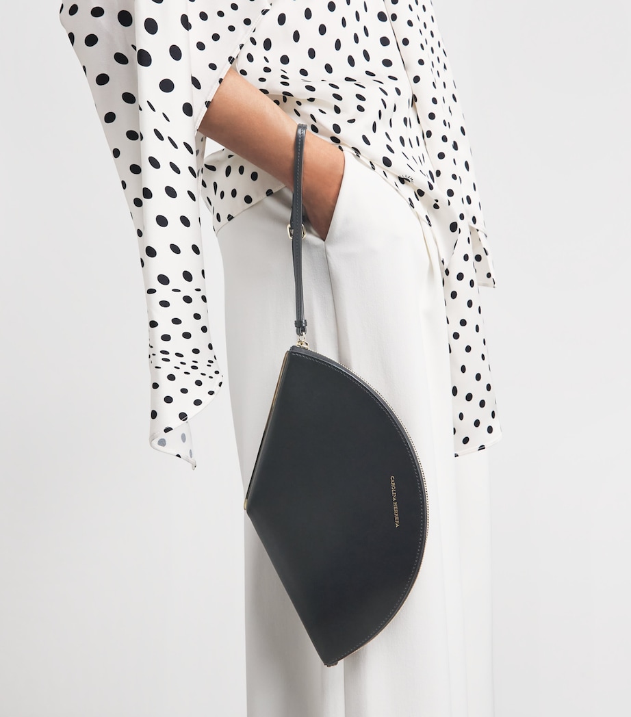 Carolina Herrera Leather Consuelo Clutch Bag Black Image 4