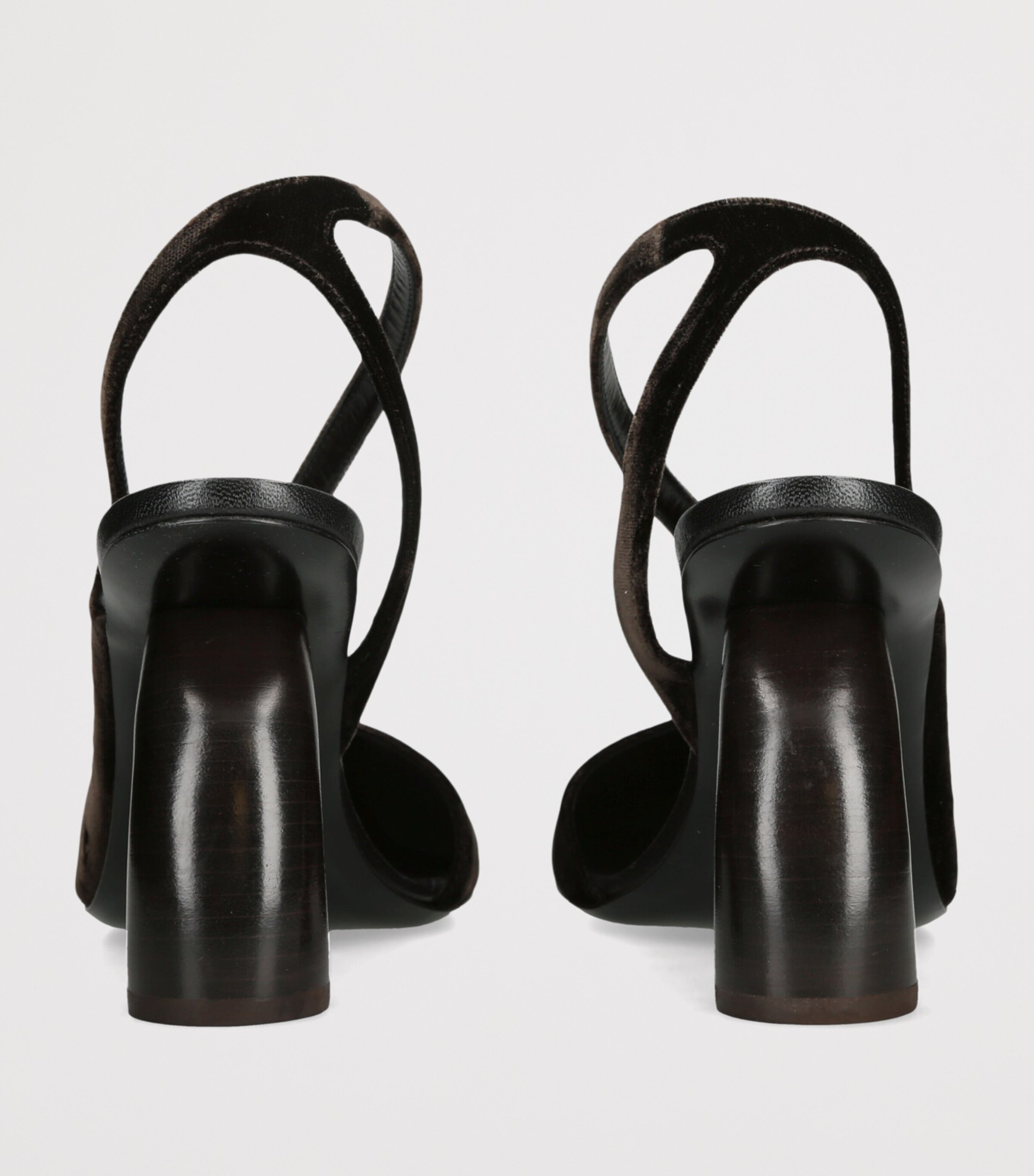 Velvet Abstrack Slingback Heels 95 DARK BROWN Image 2