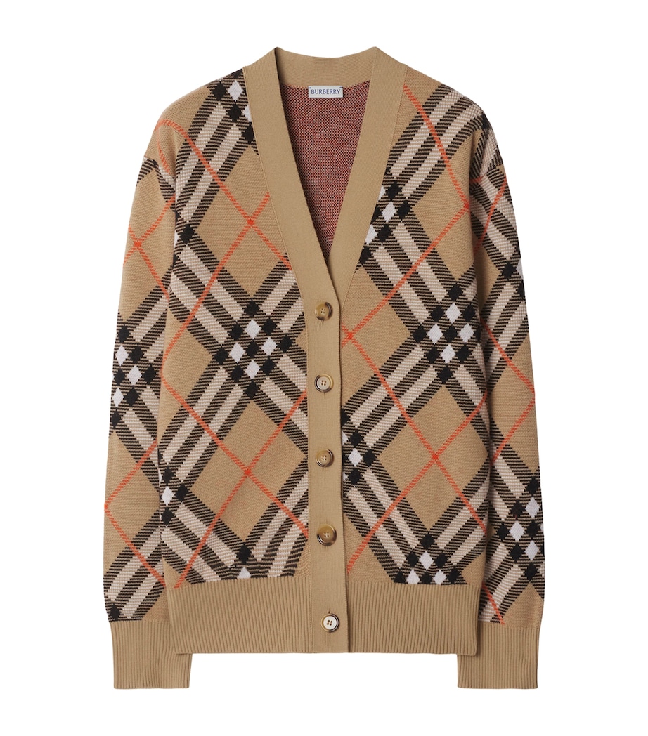 Wool-Mohair Check Cardigan SAND IP CHECK Image 1