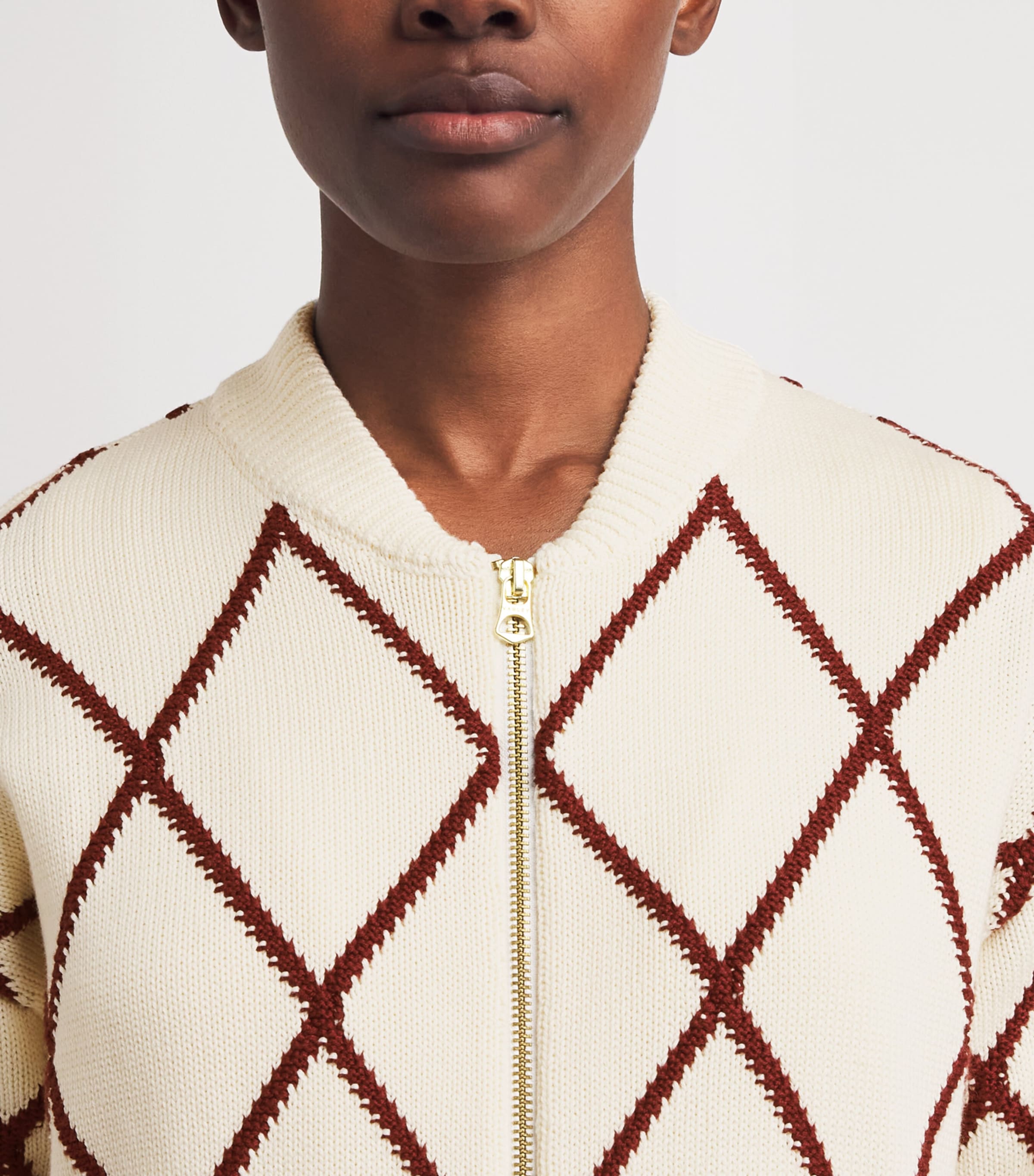 Varley Womens Nile Zip-Up Cardigan Ivory / Port Image 3