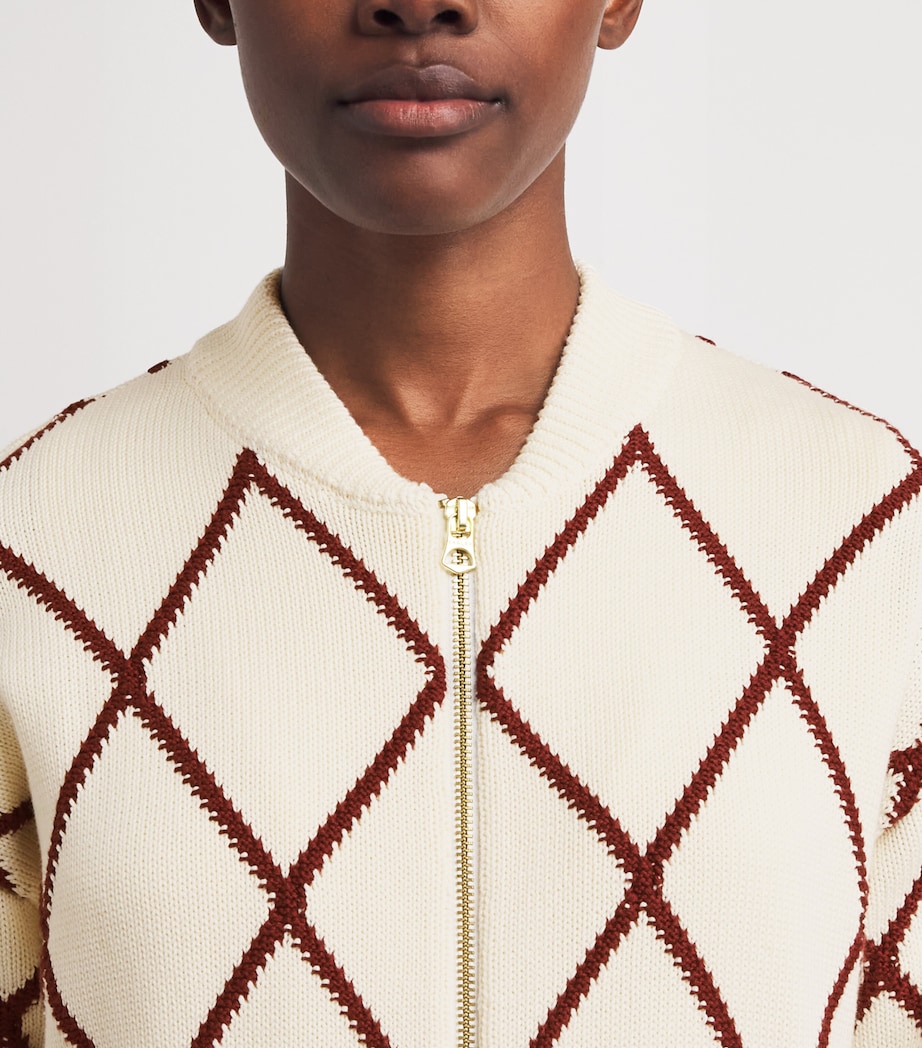 Varley Womens Nile Zip-Up Cardigan Ivory / Port Image 3
