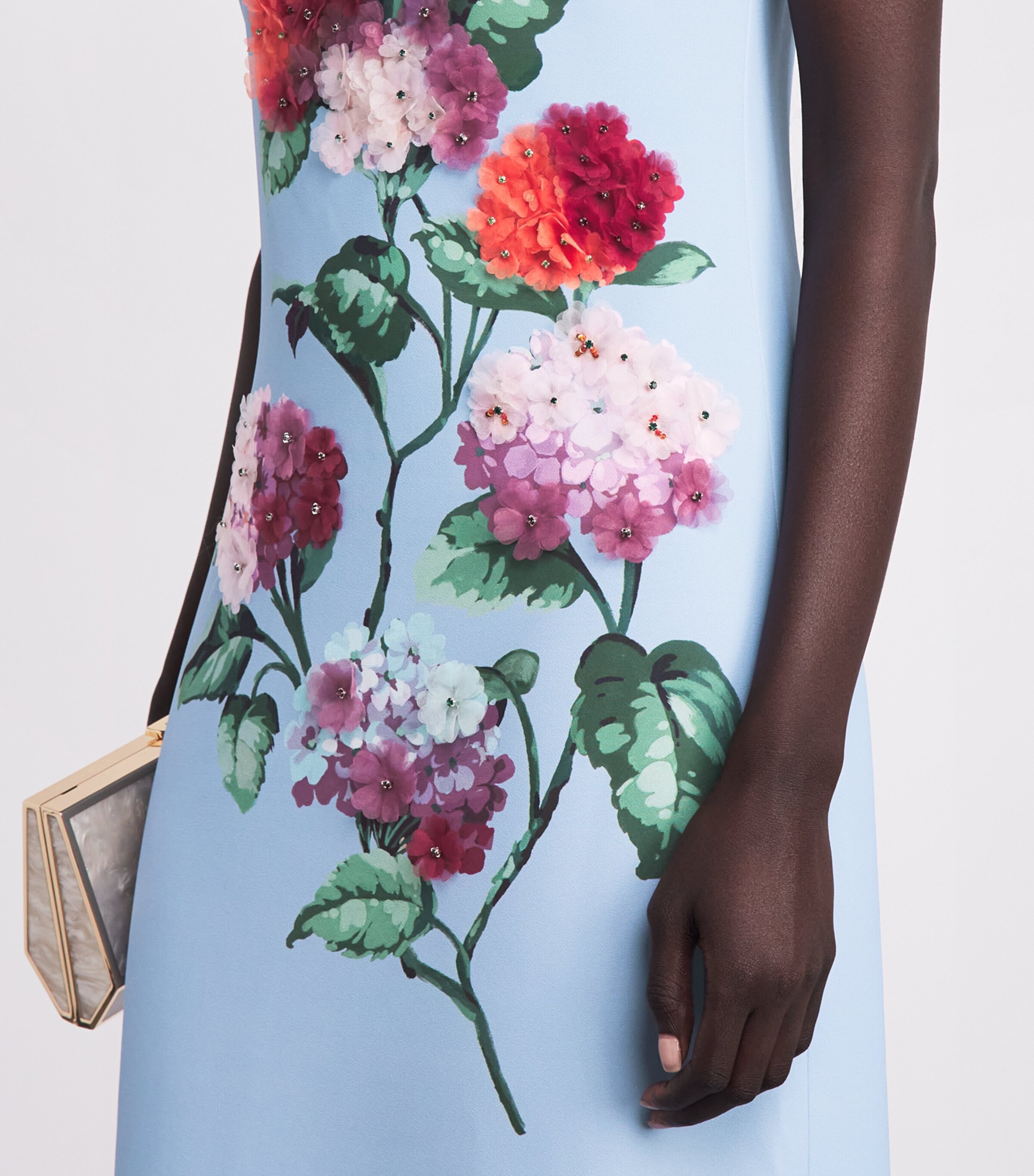 Carolina Herrera Womens Hydrangea Print Column Gown Cloudy Blue Mul Image 5