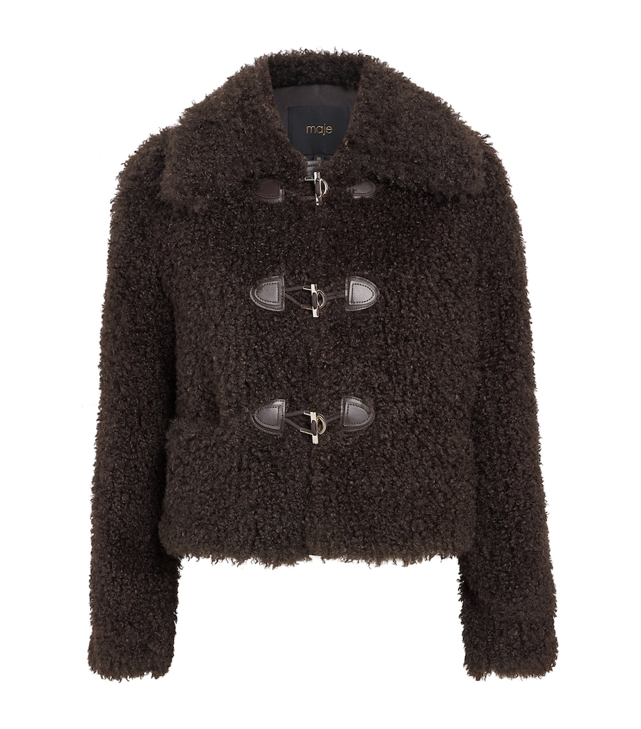 Faux Shearling Bomber Jacket DARK BROWN Image 1
