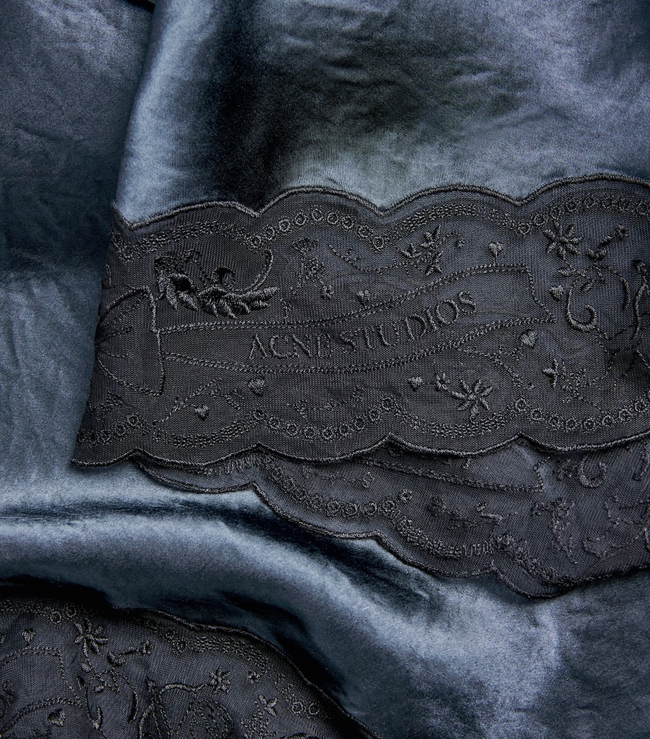 Satin Lace-Trim Midi Dress PETROL BLUE Image 5