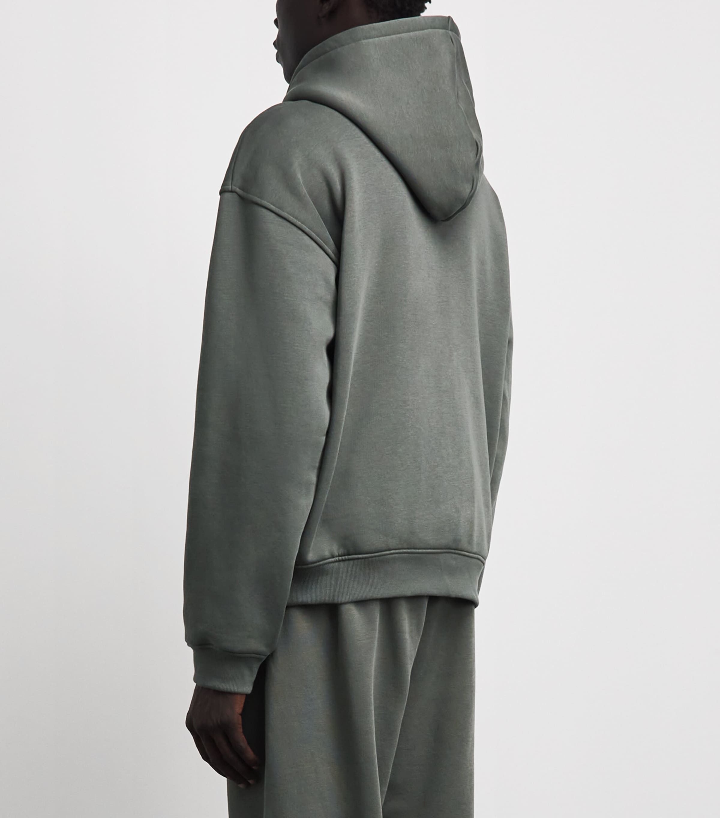 Skims Mens Fleece Lounge Relaxed Zip-Up Hoodie Jungle Image 5