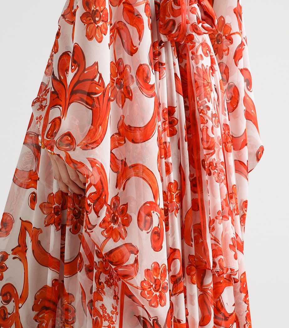 Dolce&Gabbana Womens Silk Majolica Print Kaftan Maxi Dress Combined Colou Image 3