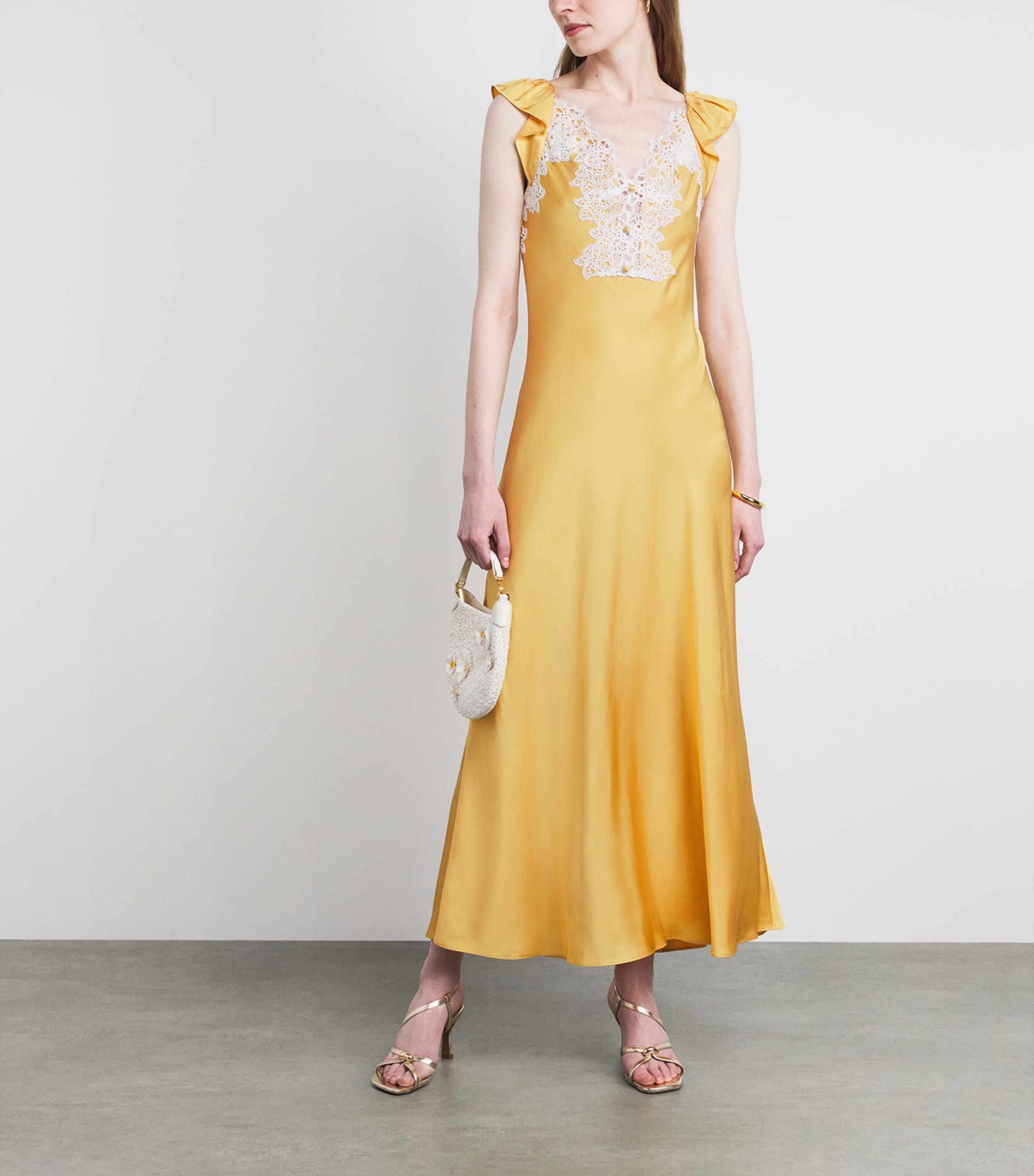 Claudie Pierlot Womens Satin Maxi Dress Sun Yellow Image 2