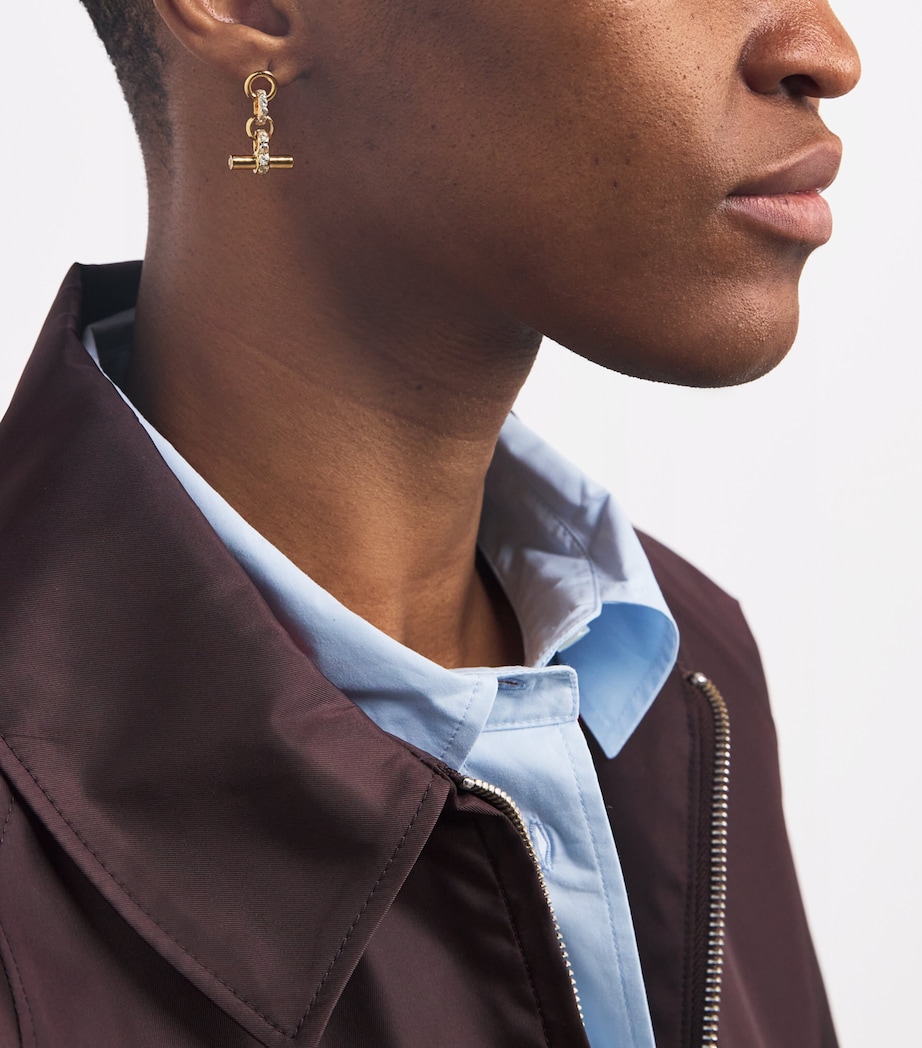 Gold-Plated Crystal T-Bar Earrings GOLD Image 2