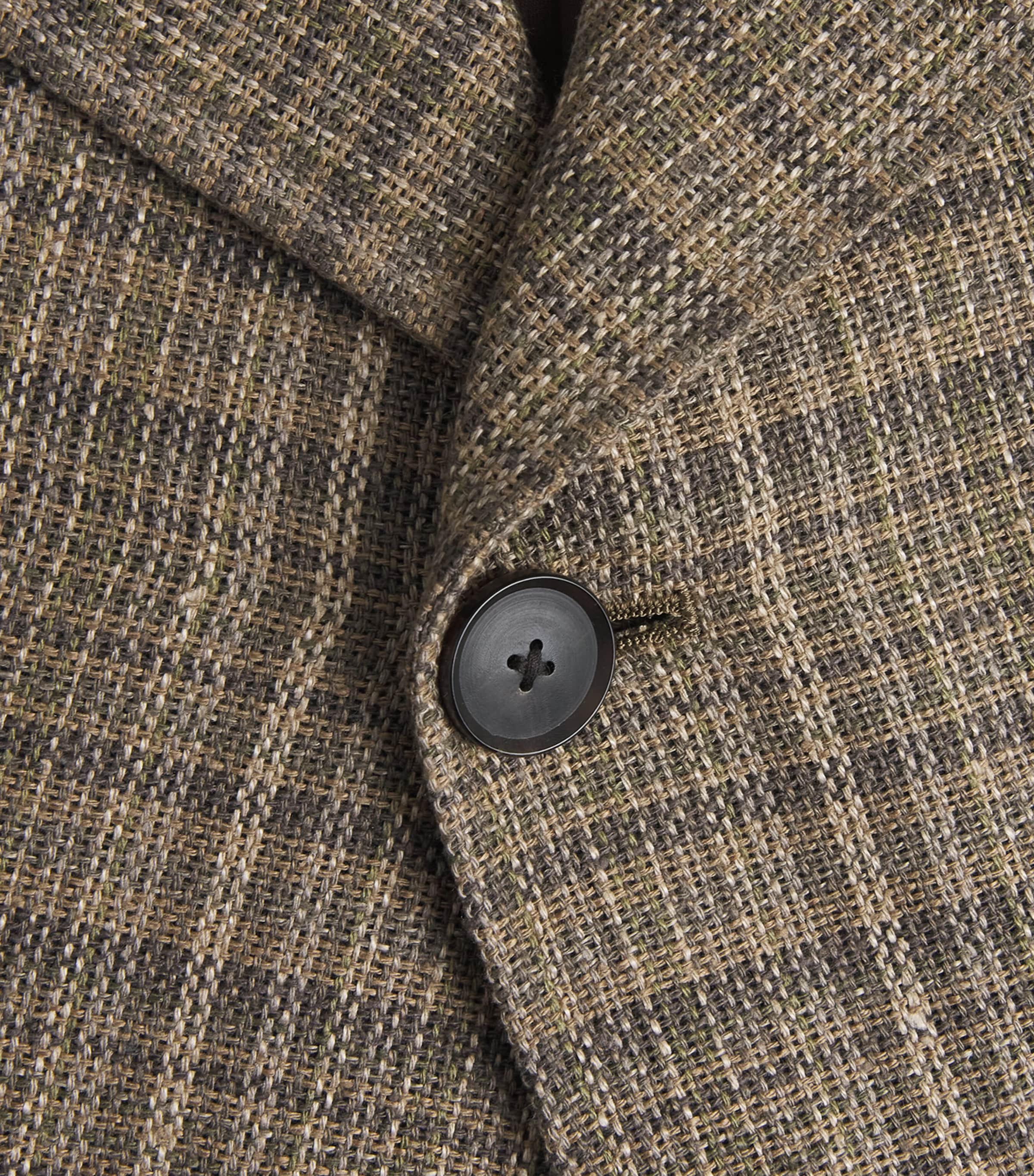 Silk-Linen Check Jacket DARK BROWN CHECK Image 6