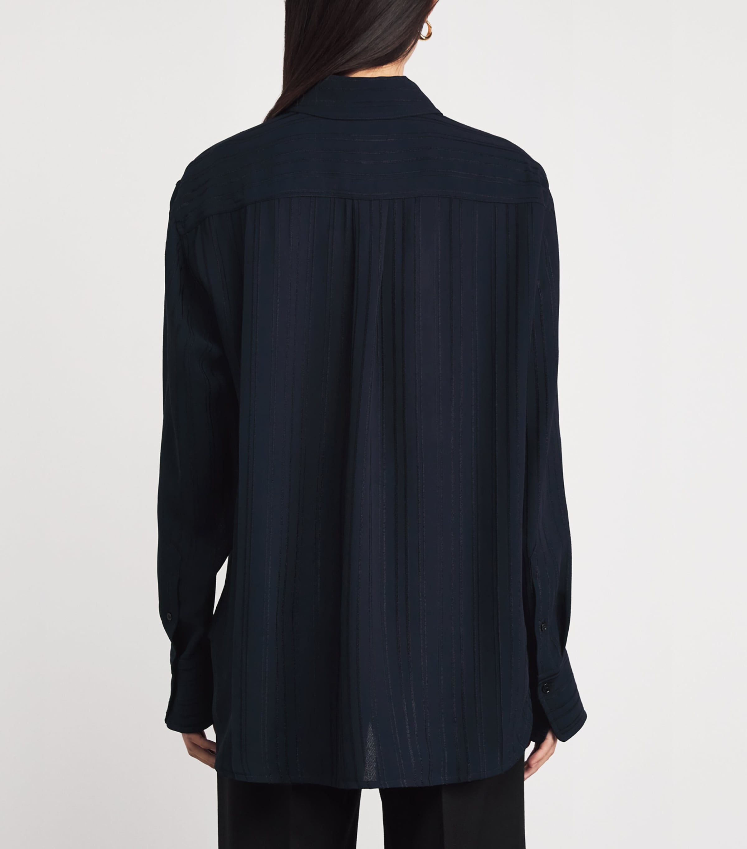 Topstitched Pyjama-Collar Shirt 550 NAVY Image 4