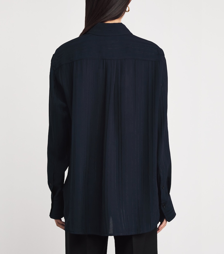 Topstitched Pyjama-Collar Shirt 550 NAVY Image 4