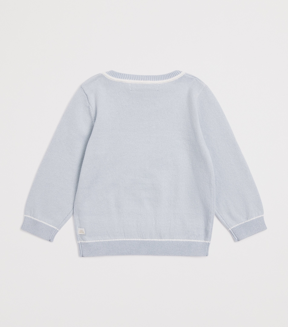 Marie-Chantal Cotton-Cashmere Camille Tennis Sweater (3-24 Months) Mc Blue Image 2