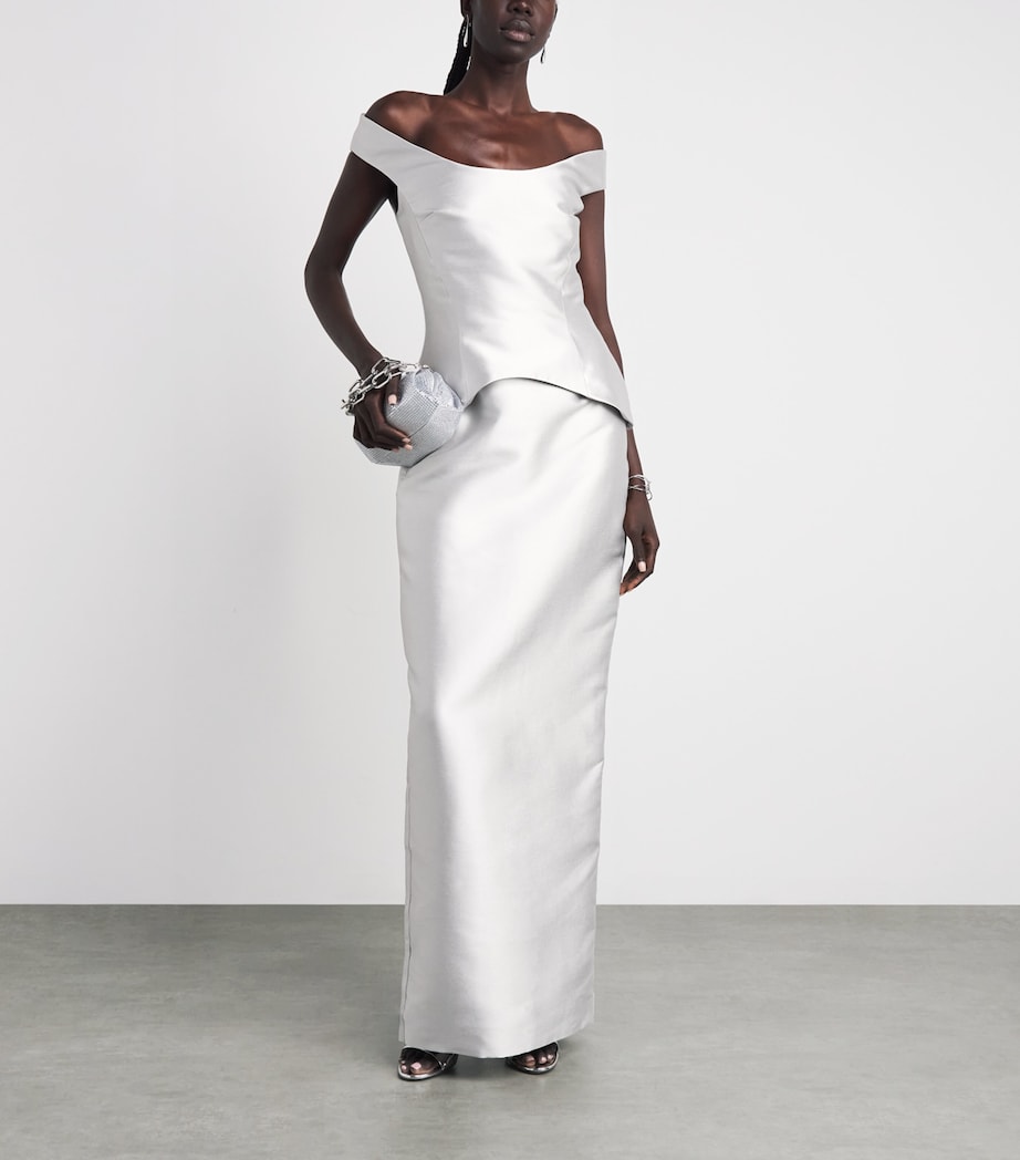 Solace London Womens Off-The-Shoulder Pieta Gown Platinum Image 2
