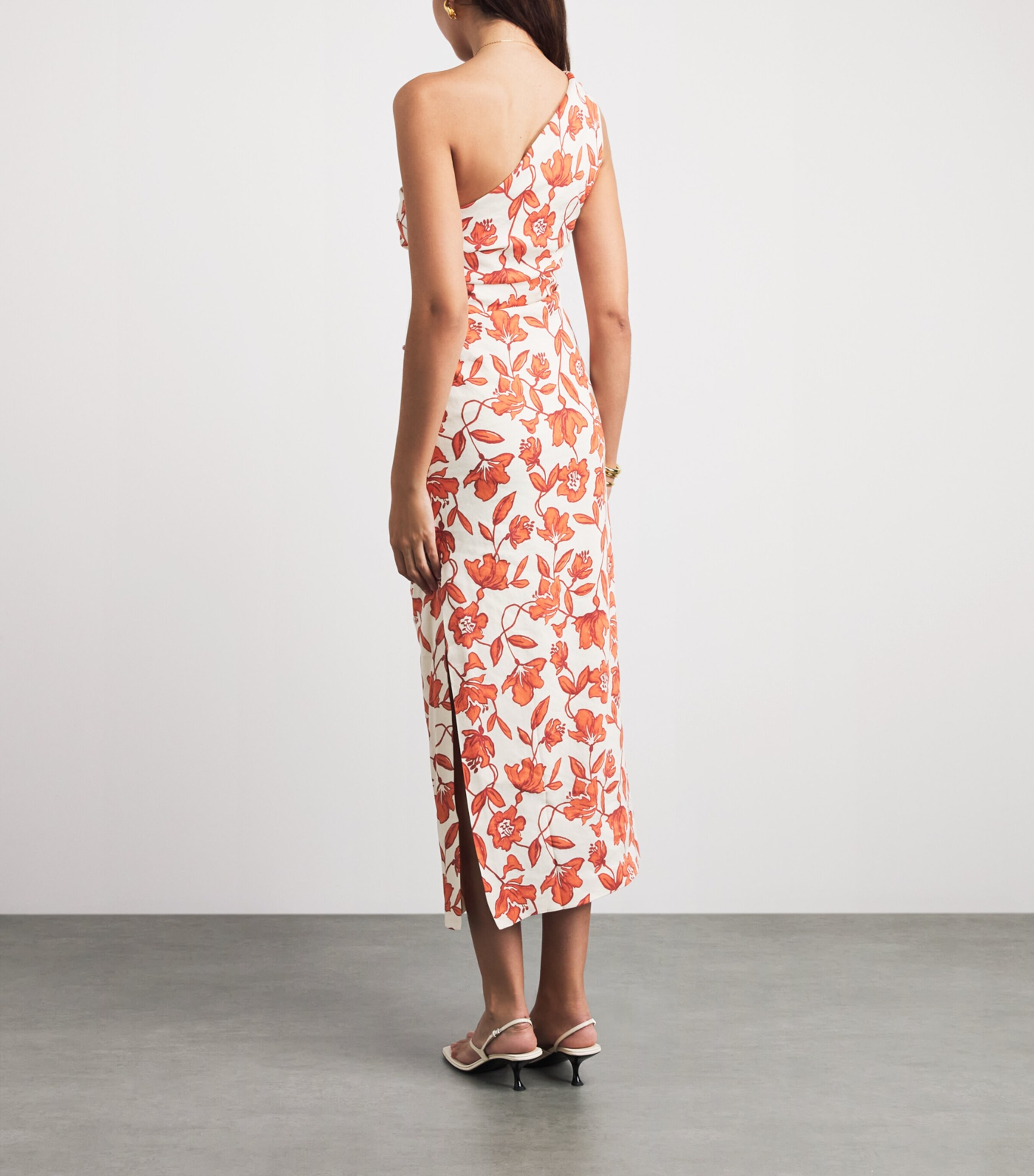 SIR. Womens Linen-Blend Chloe Midi Dress Tuileries Image 4
