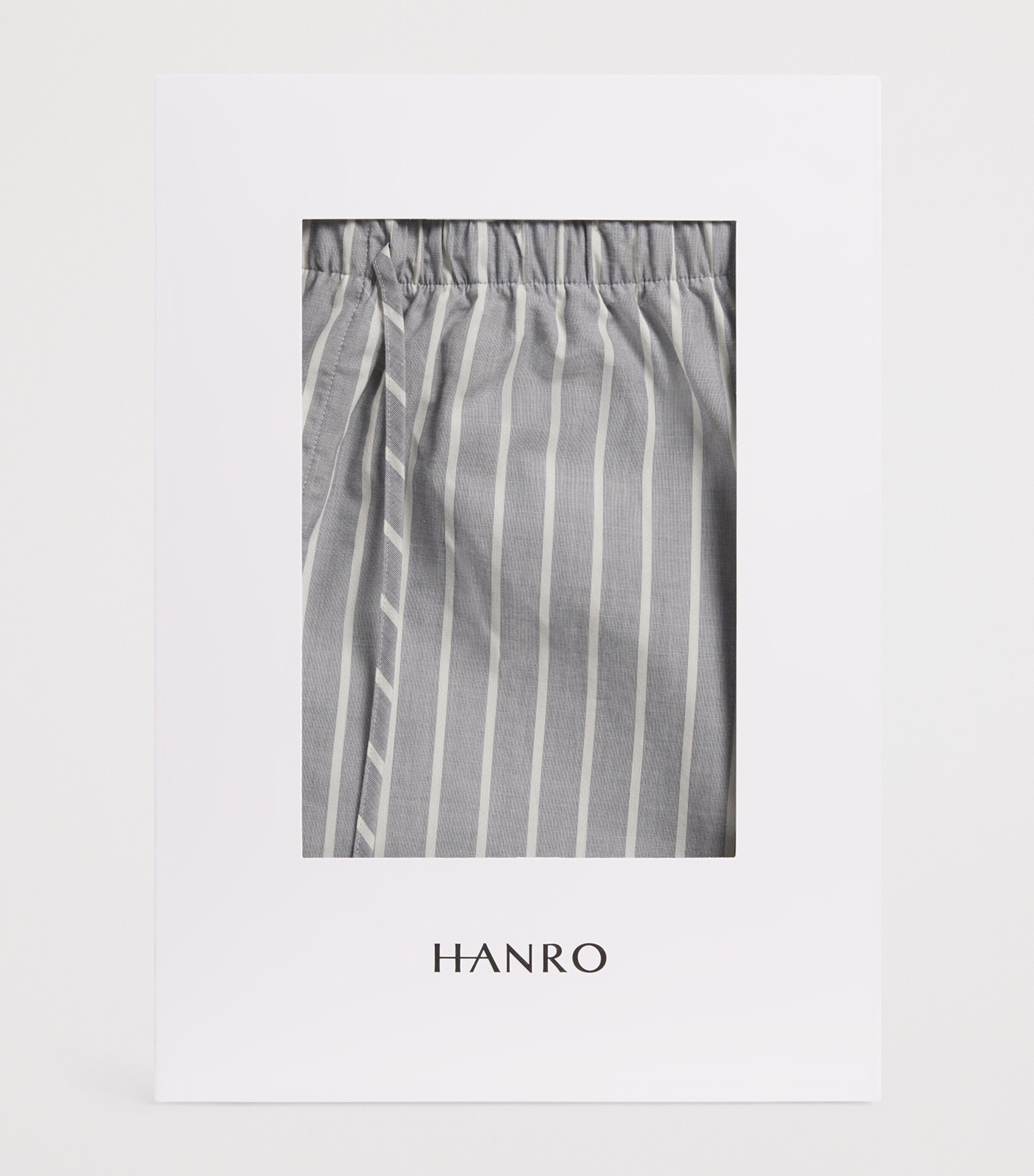 Hanro Mens Cotton Night & Day Lounge Shorts Denim Stripe Image 6