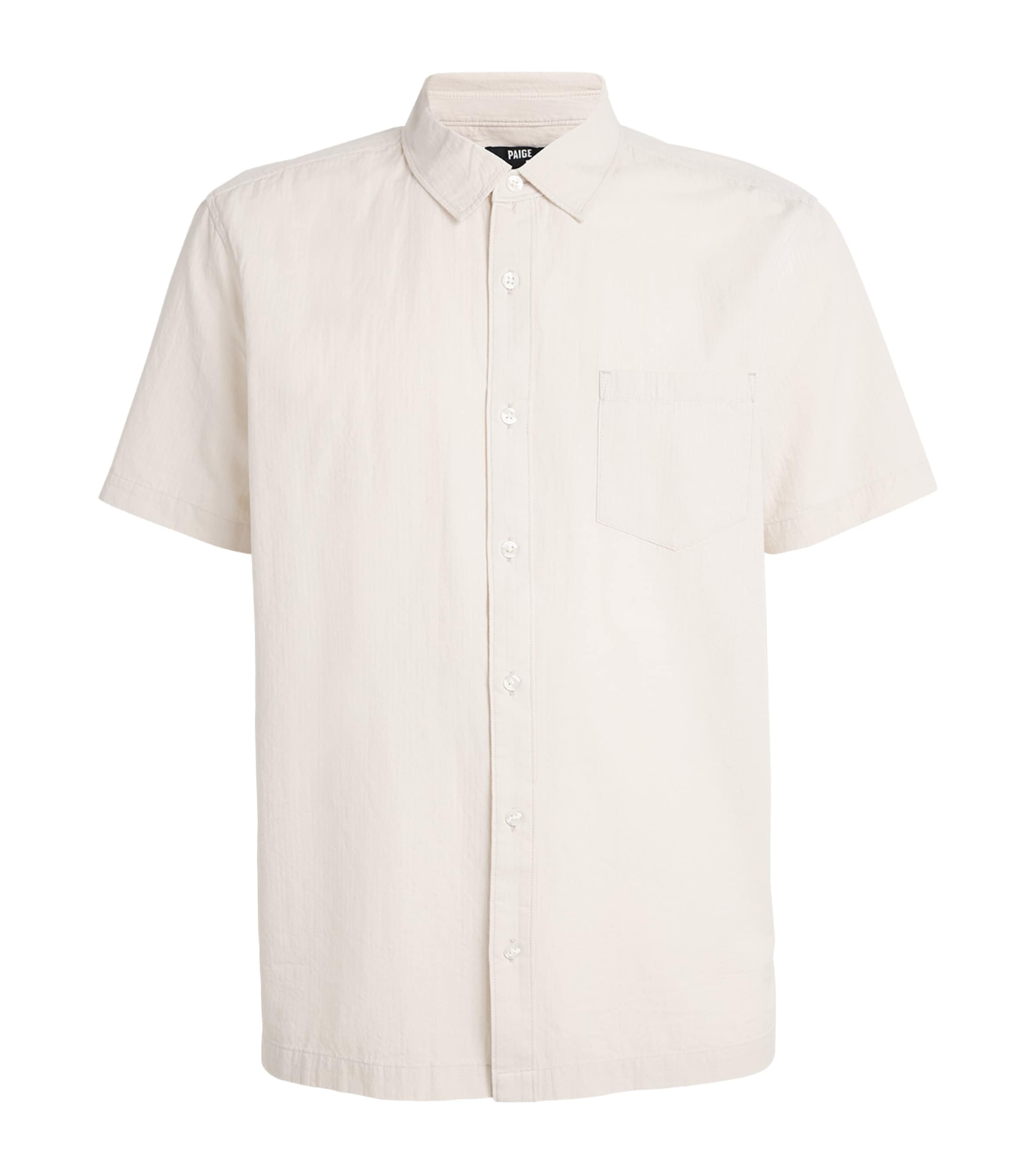 Paige Desoto Short Sleeve Pima Cotton Button-up Shirt In White