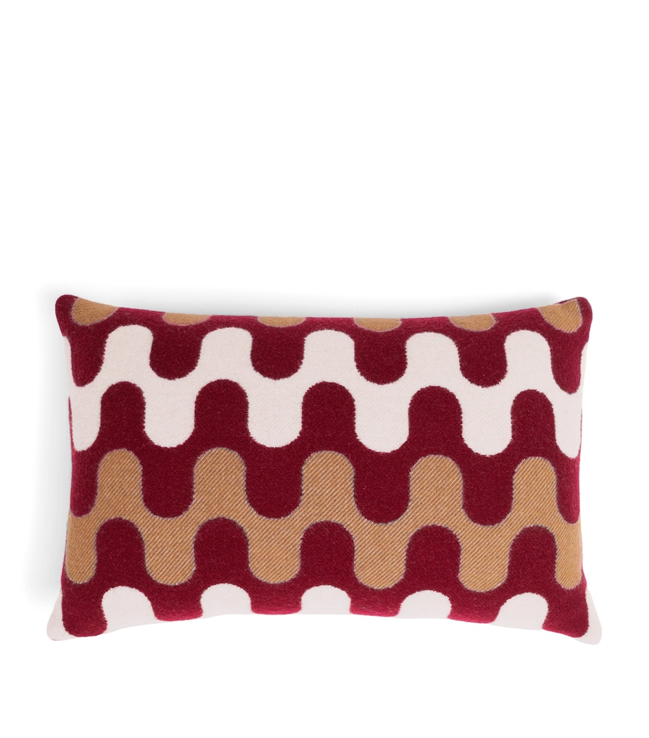 Wool Modernism 001 Cushion (40cm x 60cm) 7E15 - BURGUNDY/TAN Image 2
