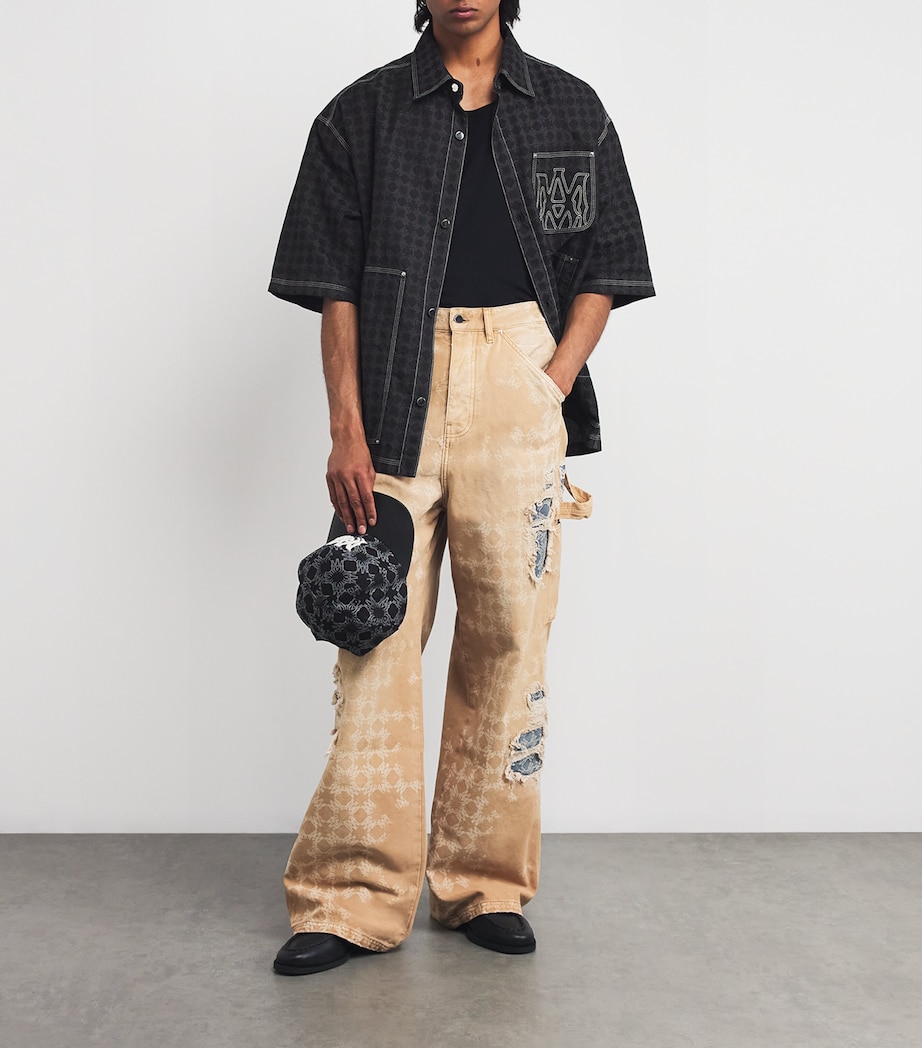 AMIRI Mens Distressed Repair Jeans Camel Image 2