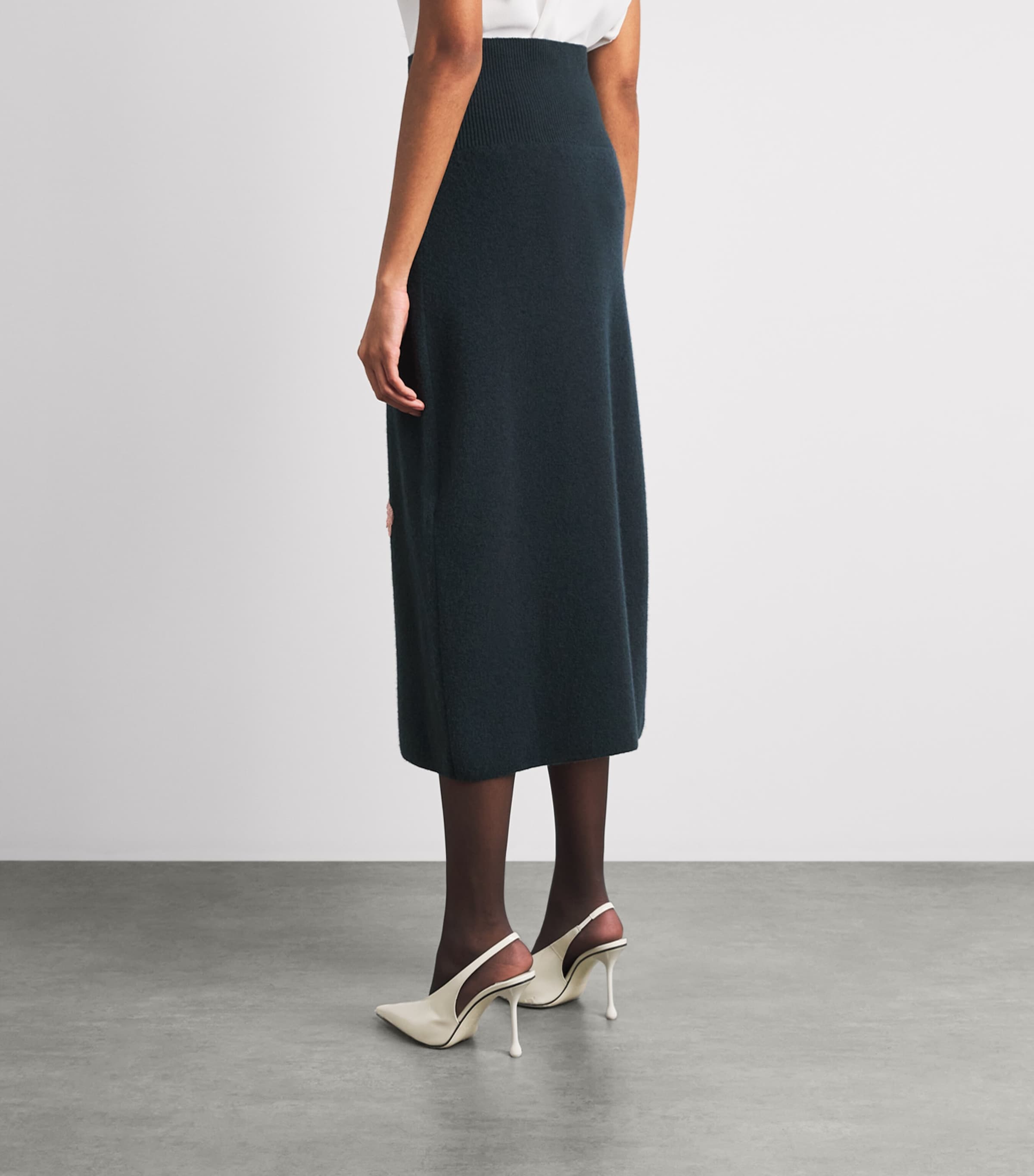 Erdem Womens Embroidered Midi Pencil Skirt Forest Green Image 5