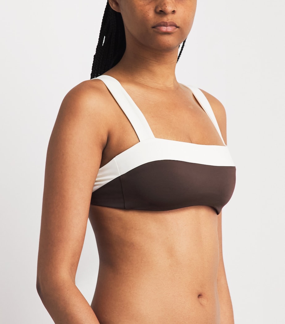 AWAY THAT DAY Womens Square-Neck Grenada Bikini Top Espresso/ivory Image 2