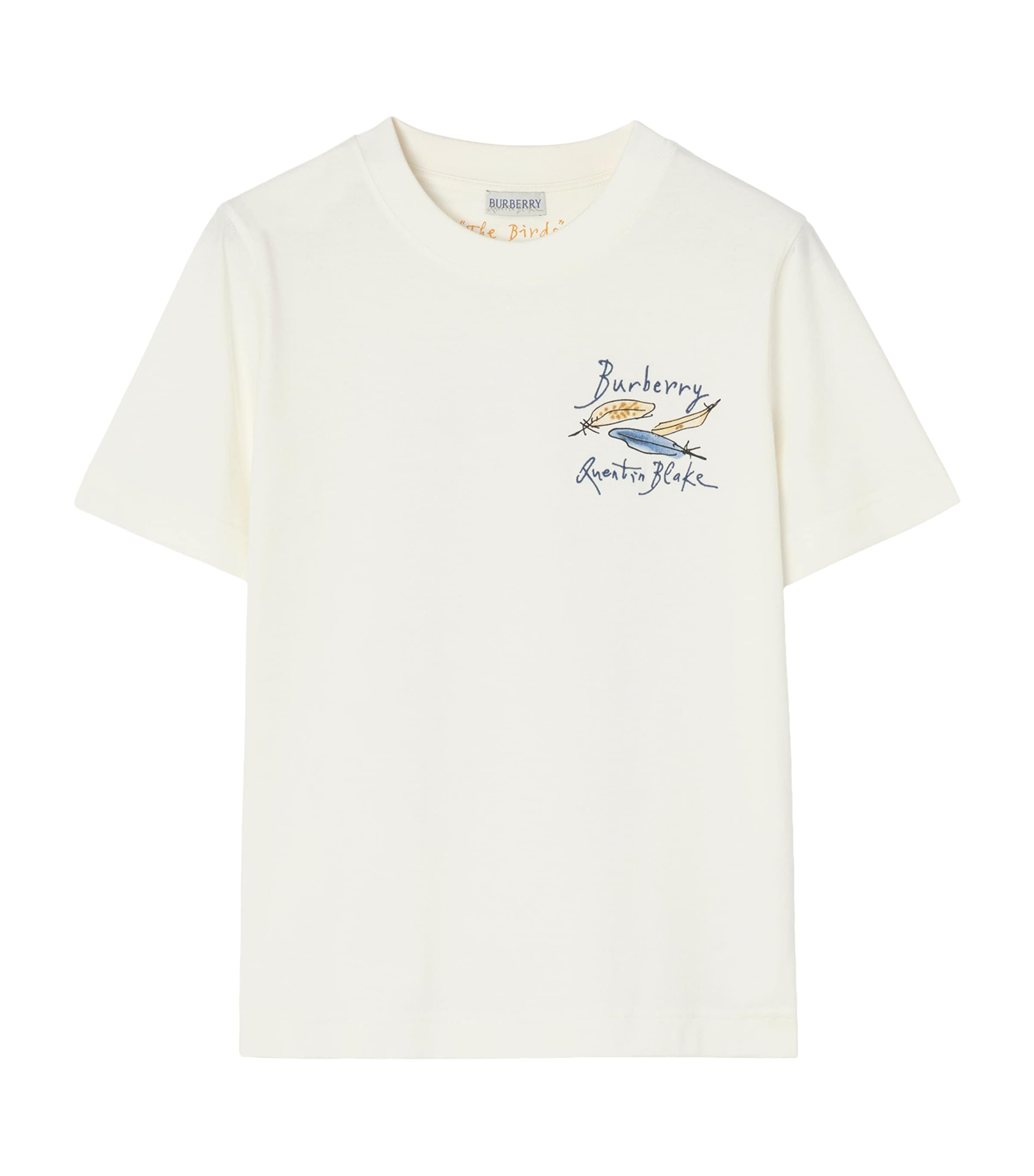 Burberry Womens Cotton Feather Print Shirt Chalk Image 1