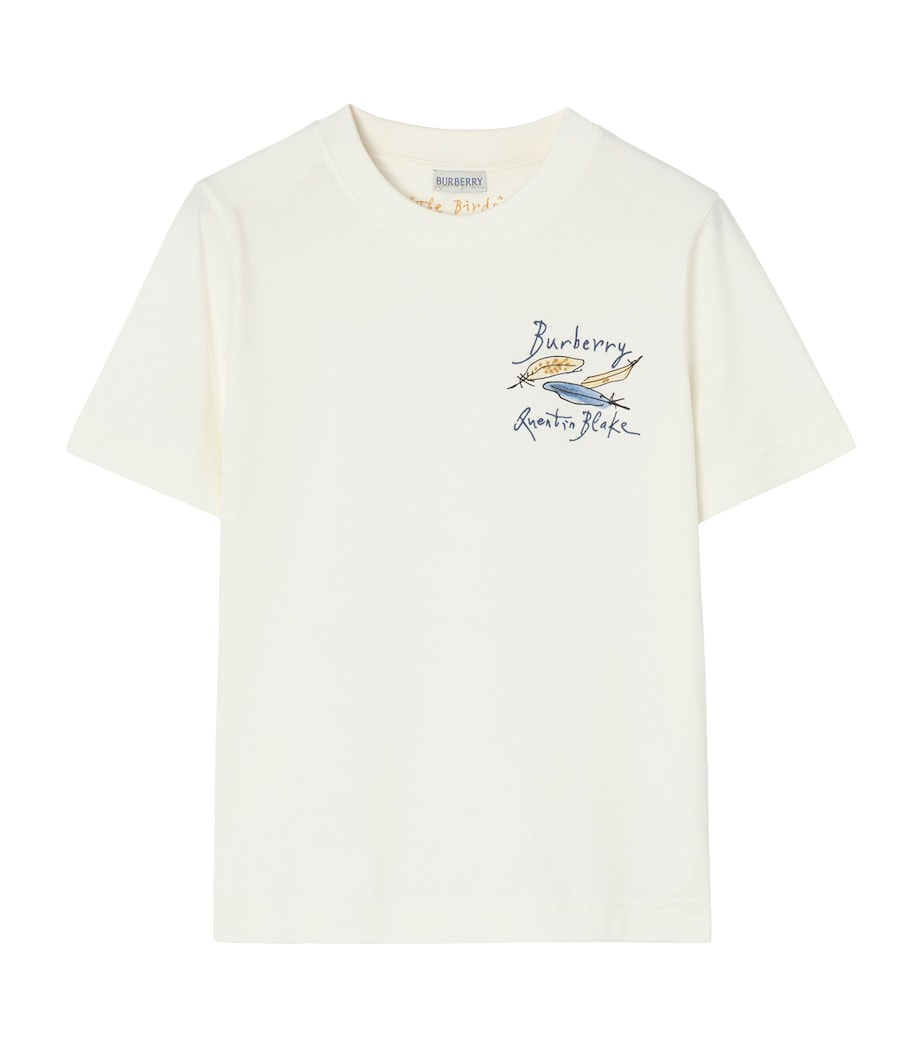 Burberry Womens Cotton Feather Print Shirt Chalk Image 1