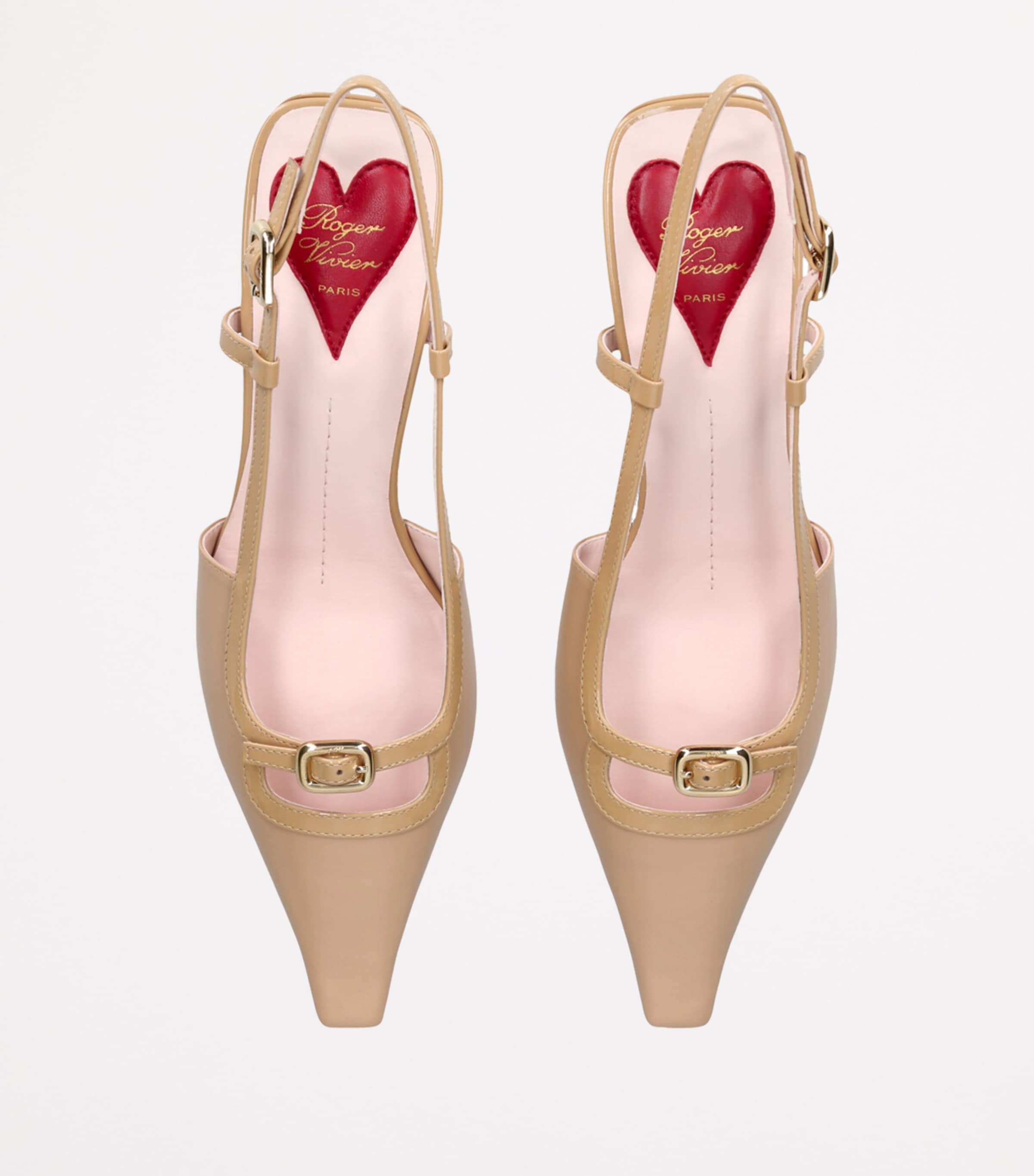 Mini Buckle Slingback Heels 55 TAN Image 4