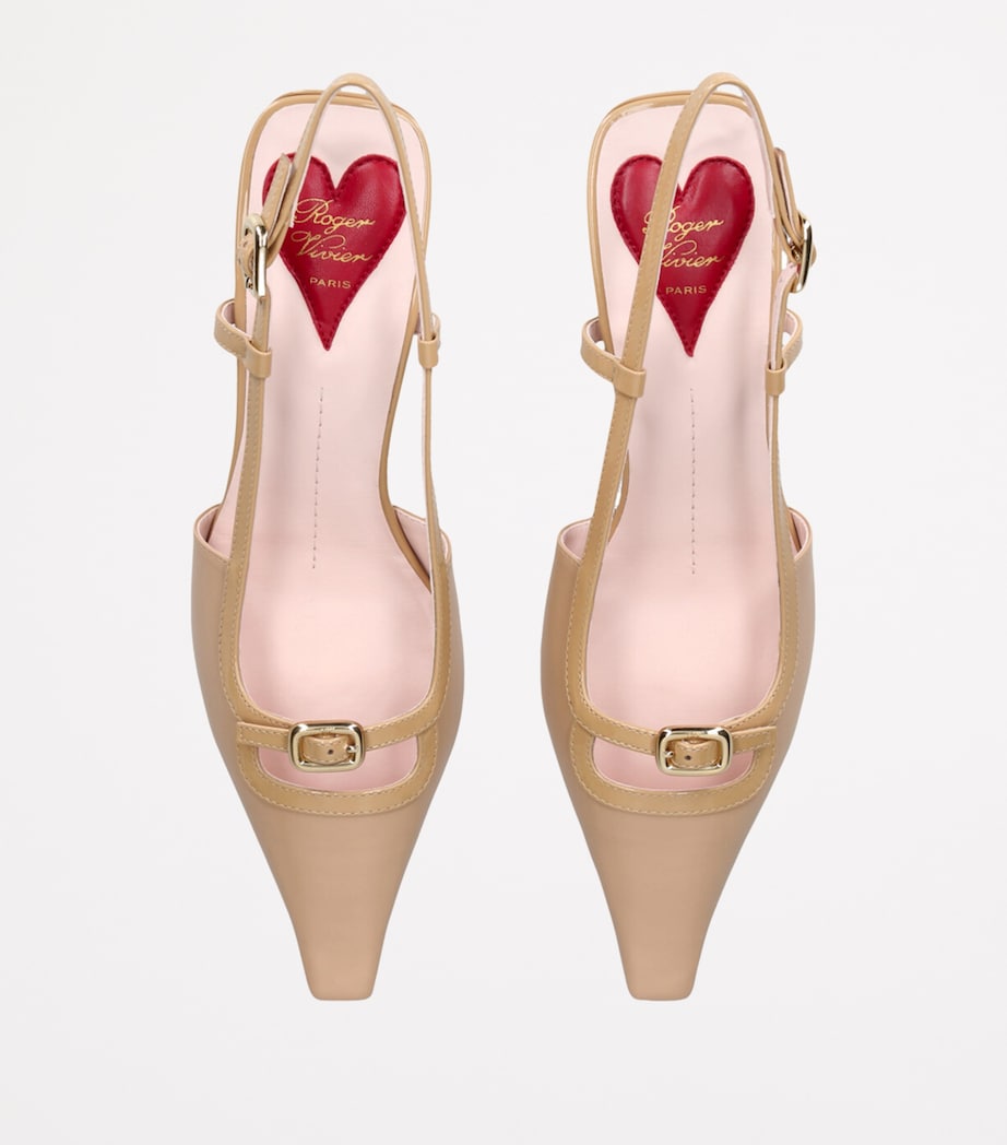 Mini Buckle Slingback Heels 55 TAN Image 4