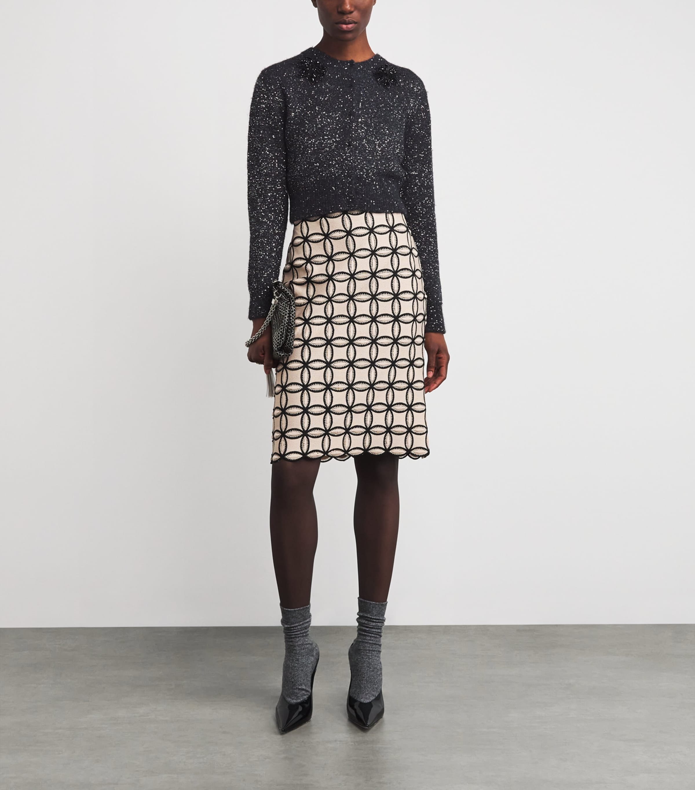 Wool-Blend Sequin Cardigan BLACK Image 2