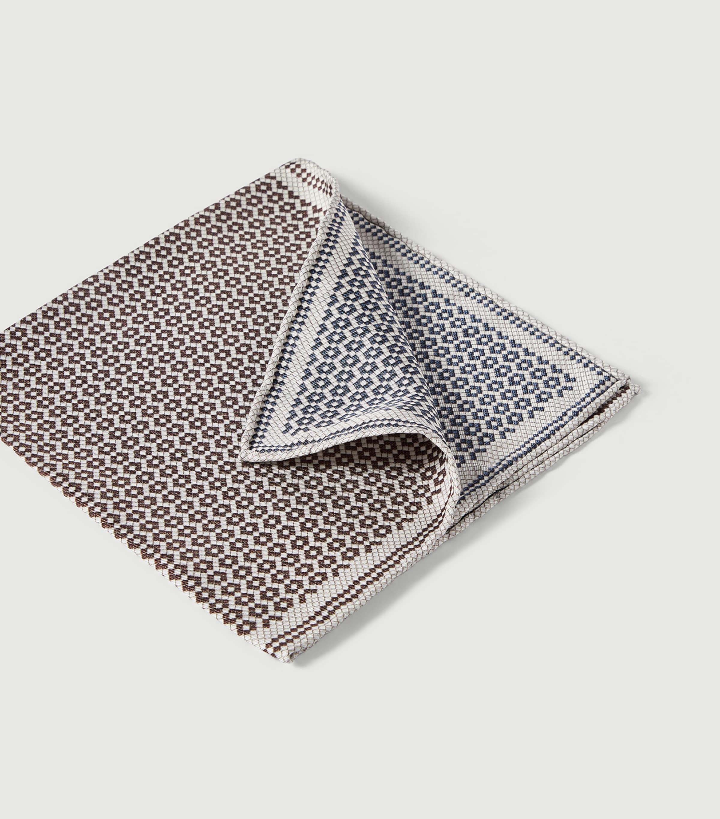 Brunello Cucinelli Silk Tile-Pattern Pocket Square Image 3