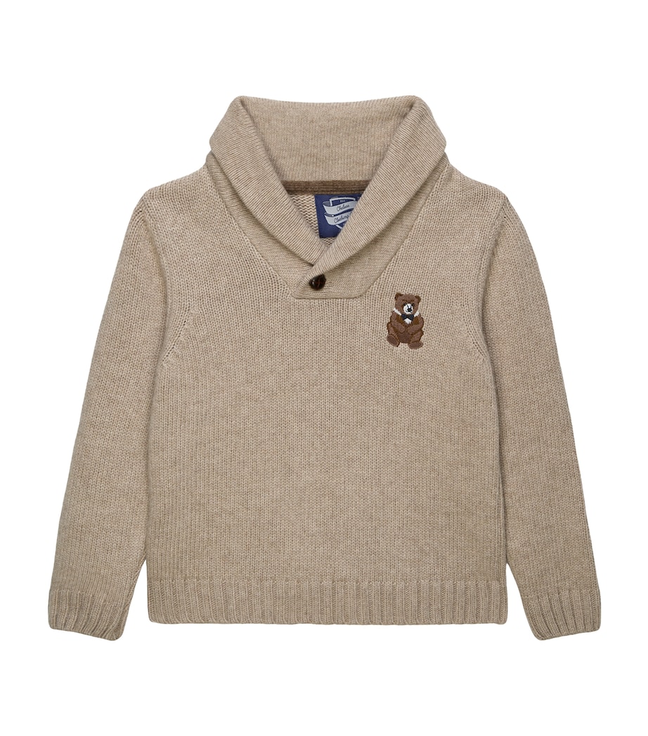Trotters Wool-Cashmere-Blend Timothy Teddy Sweater (6-11 Years) Oatmeal Image 1